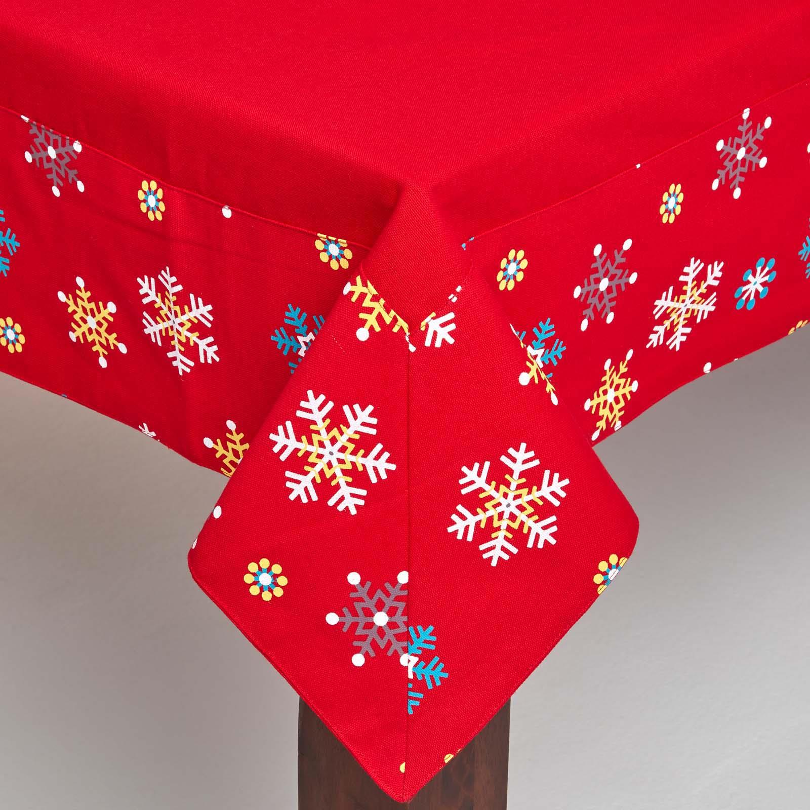 Christmas Cotton Red Snowflake Tablecloth Napkin Placemat Runner Decoration - Picture 25 of 34