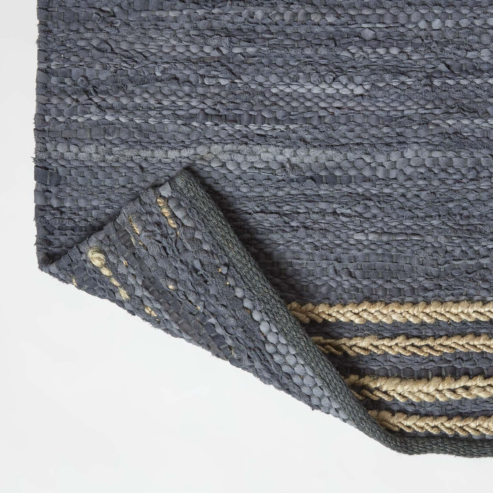 Handmade Stripe Design Recycled Eco Friendly Real Leather Rug and Runner - Picture 17 of 17