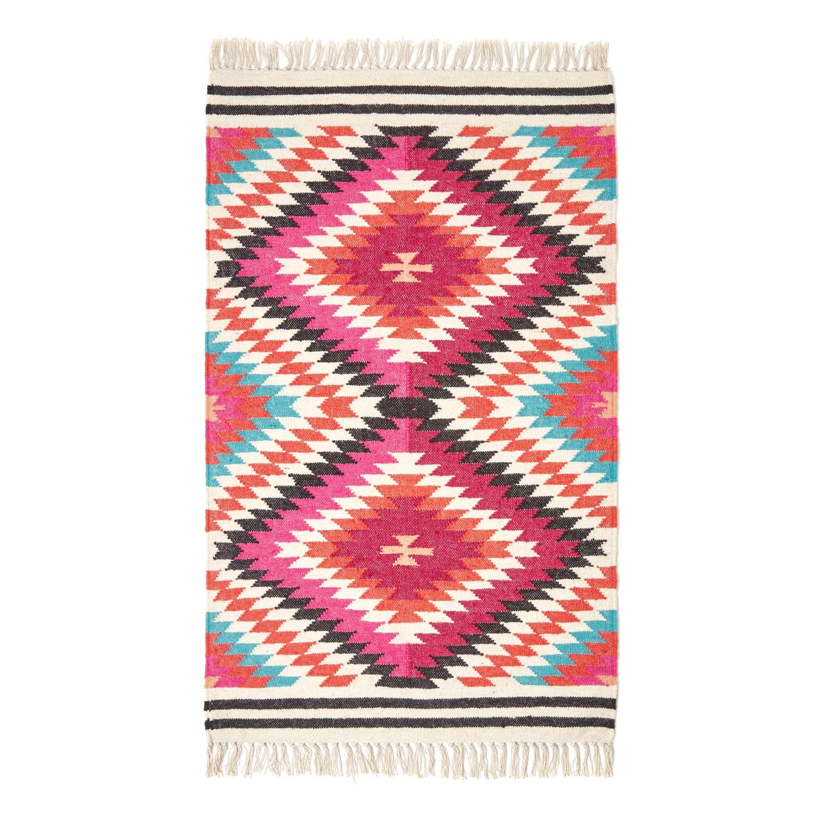 Handmade Cotton & Wool Kilim Rugs Runner Multi Coloured Geometric Diamond Carpet - Picture 60 of 64