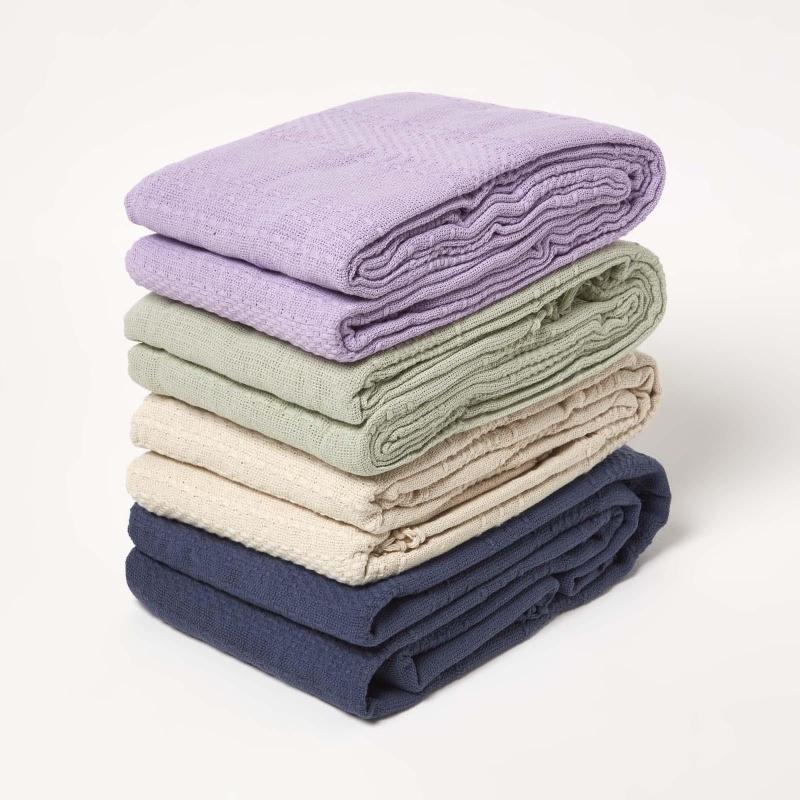 100% Cotton Lightweight Handwoven Textured "KASHI" Throw Blanket with Tassels - Picture 7 of 25