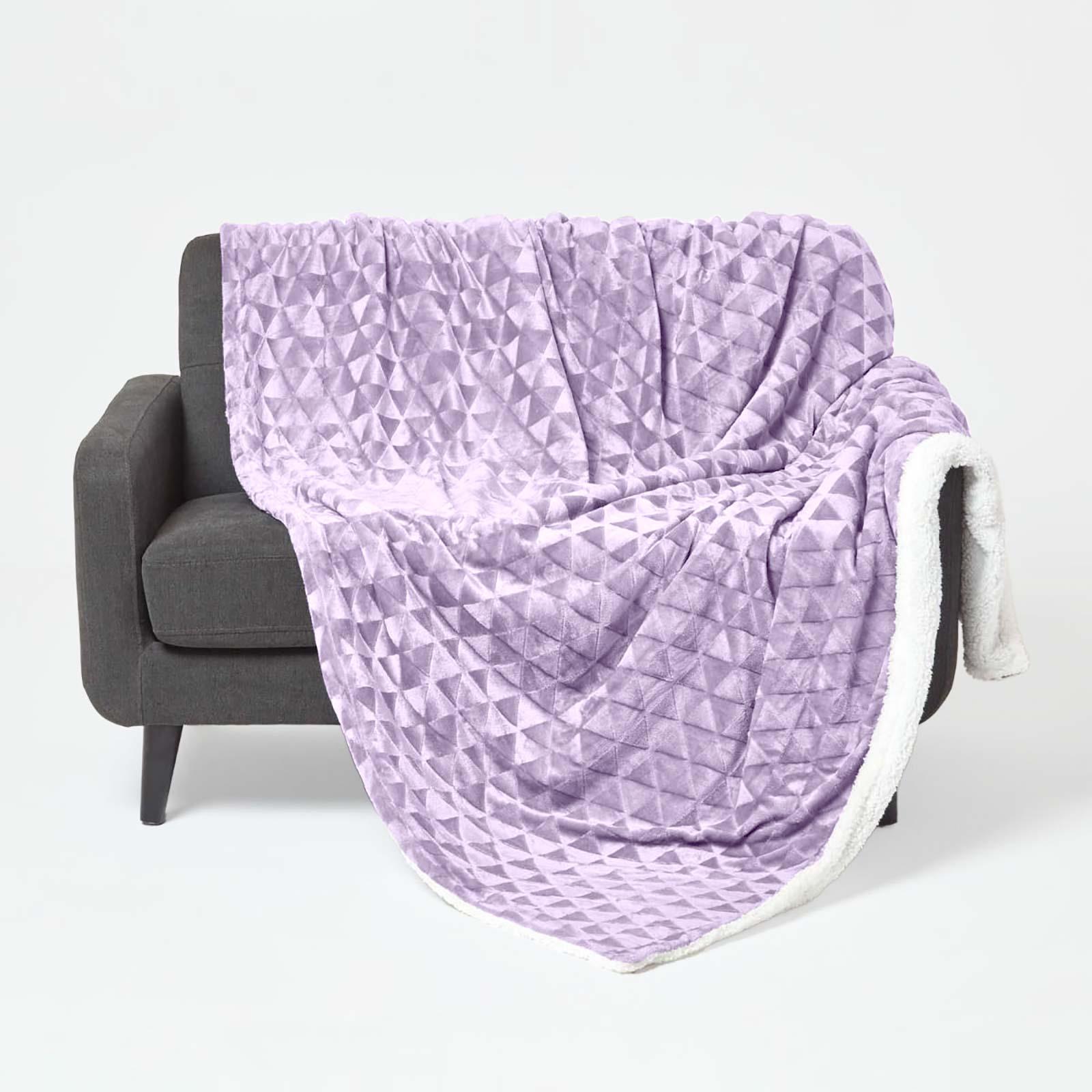 Velvet Throw Over Sofa Bedspread Geometric Triangle Soft Bed Protector Cover - Picture 63 of 74