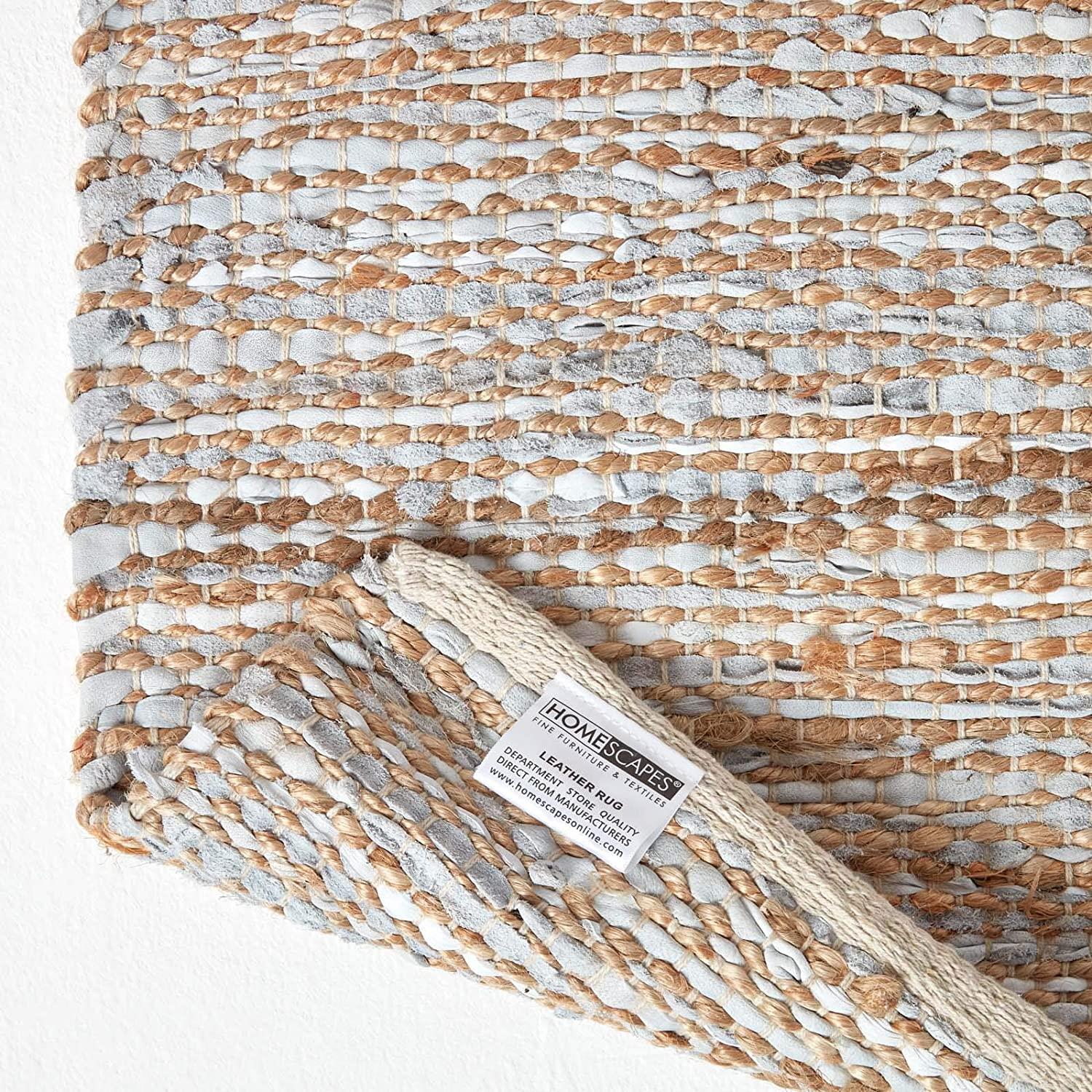 Madras Leather Hemp Rugs for Living Rooms, Brown, Natural - Picture 18 of 20