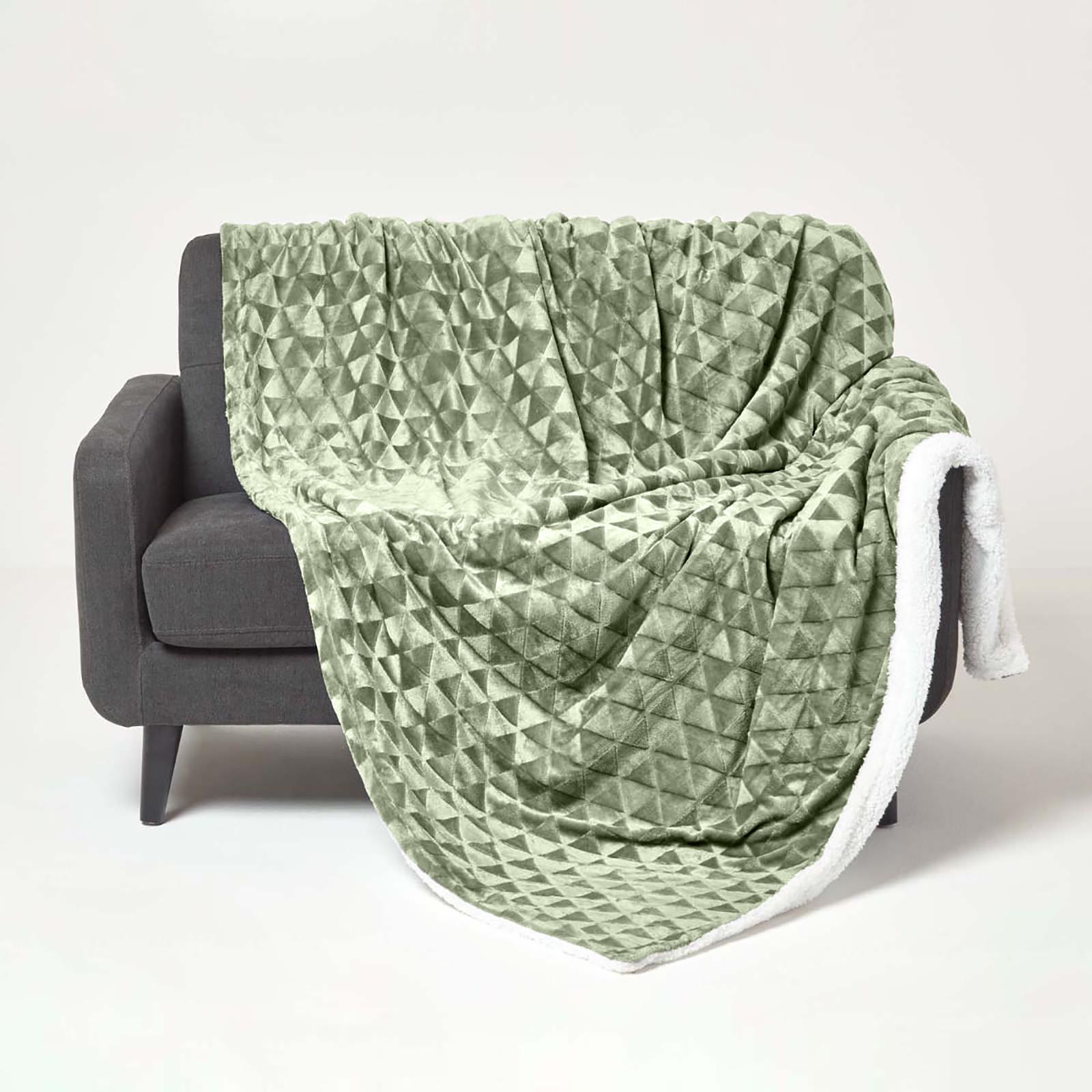 Velvet Throw Over Sofa Bedspread Geometric Triangle Soft Bed Protector Cover - Picture 69 of 74