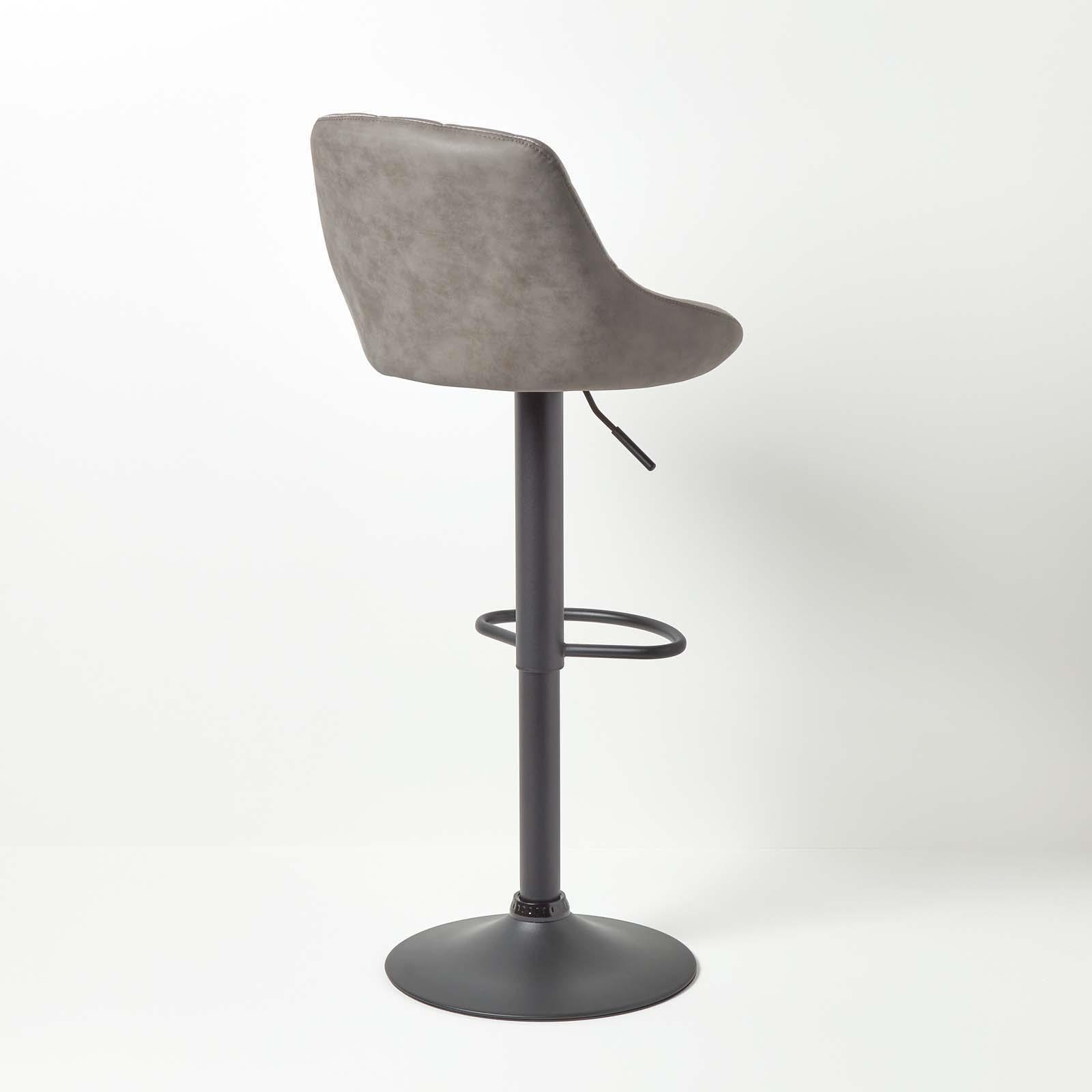 Velvet & Faux Leather Bar Stool Swivel Chair Adjustable Barstool with Backrest - Picture 20 of 22