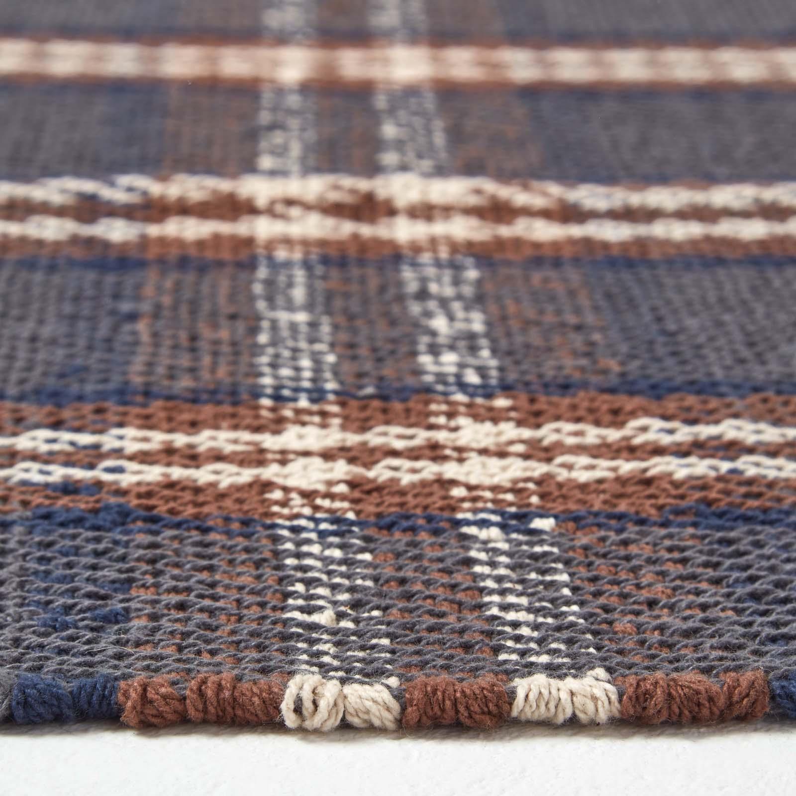 Handwoven Geometric & Checked Pattern Contemorary Style Cotton Hallway Runner - Picture 5 of 36