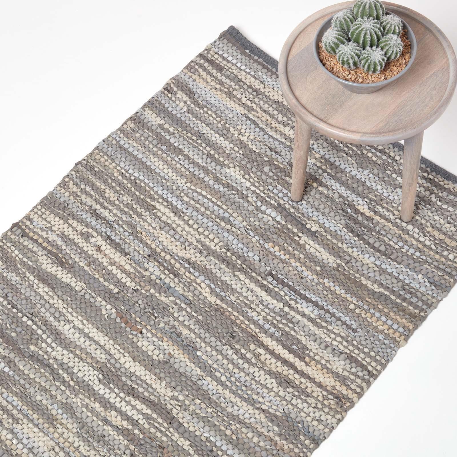 Denver Leather Woven Rugs Black and Chocolate, Modern, Rectangle - Picture 16 of 22