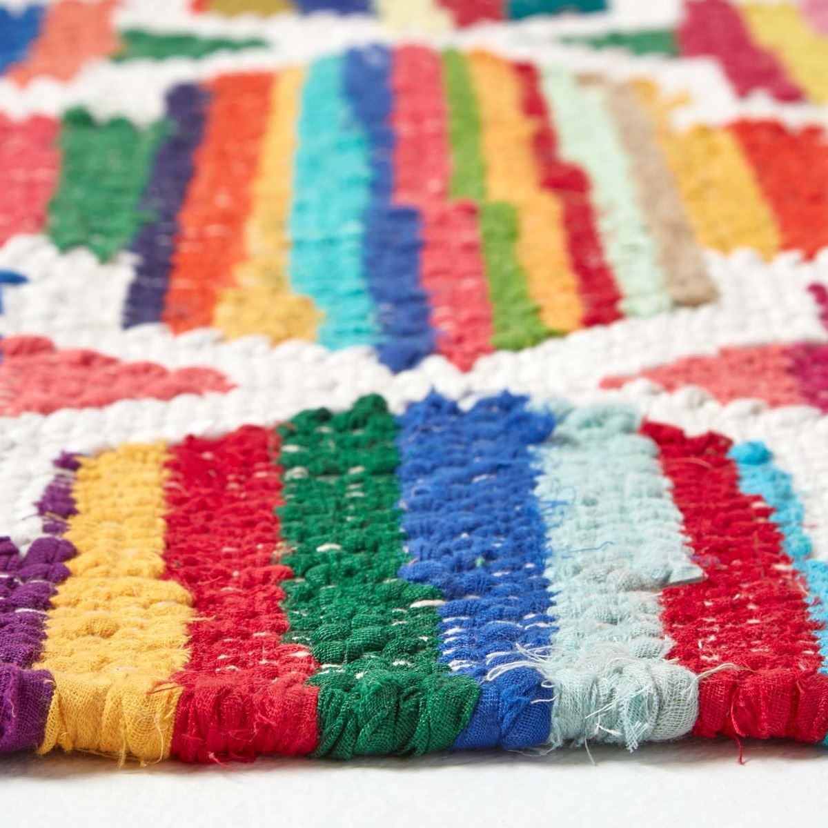 Handmade Cotton & Wool Kilim Rugs Runner Multi Coloured Geometric Diamond Carpet - Picture 14 of 64