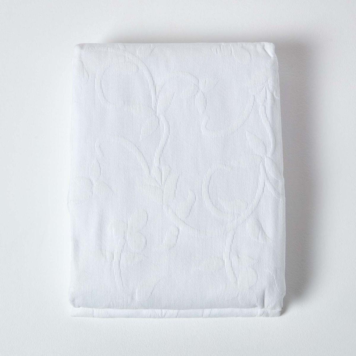 Luxury Bedding Cotton Rich Floral Pattern Matelassé Bedspreads Cream and White - Picture 6 of 7