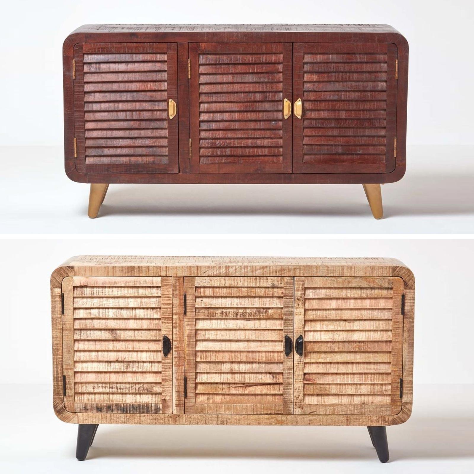 80cm Wide Retro TV Cabinet Stand with Drawer Sideboard Table Solid Wooden Legs