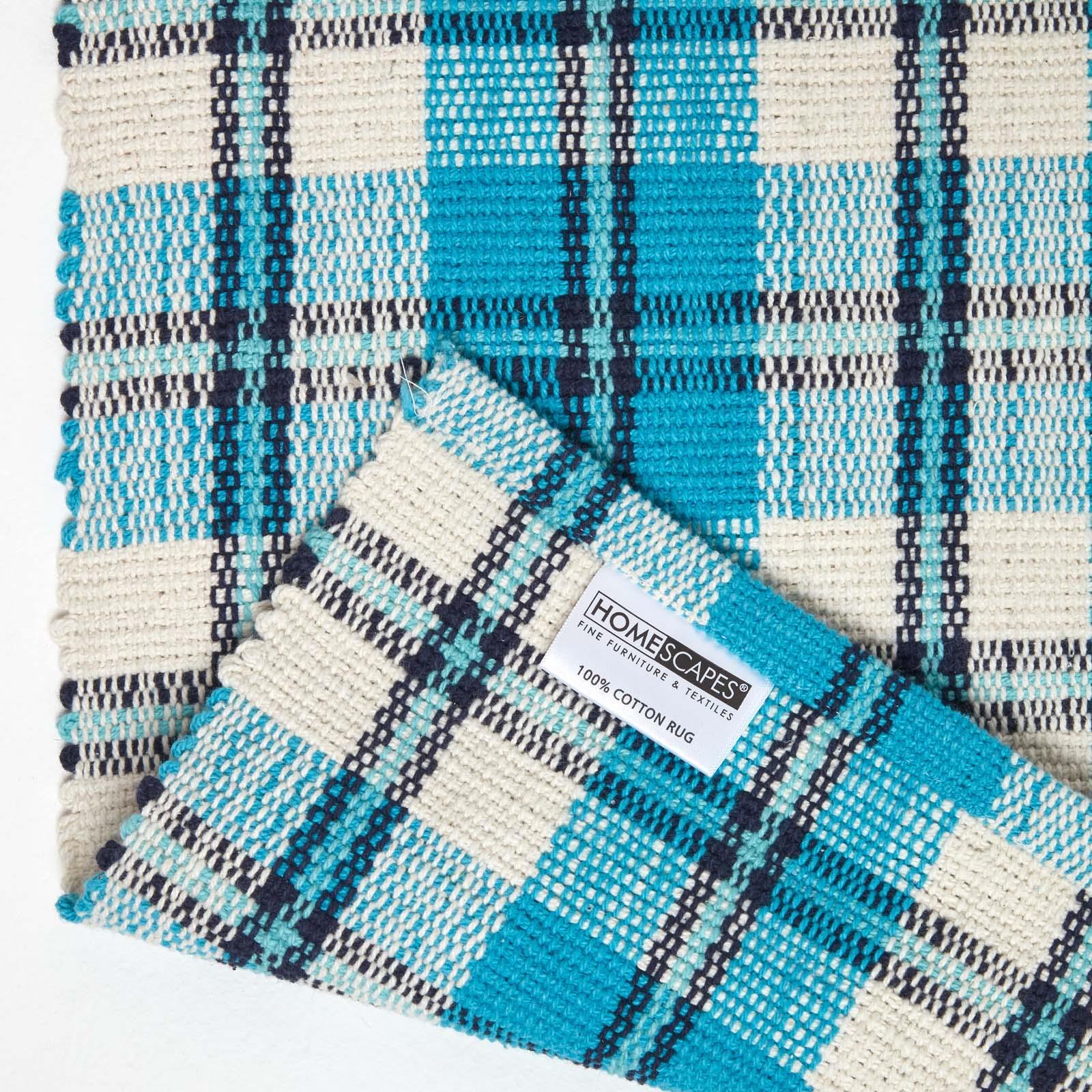 Handwoven Geometric & Checked Pattern Contemorary Style Cotton Hallway Runner - Picture 16 of 36