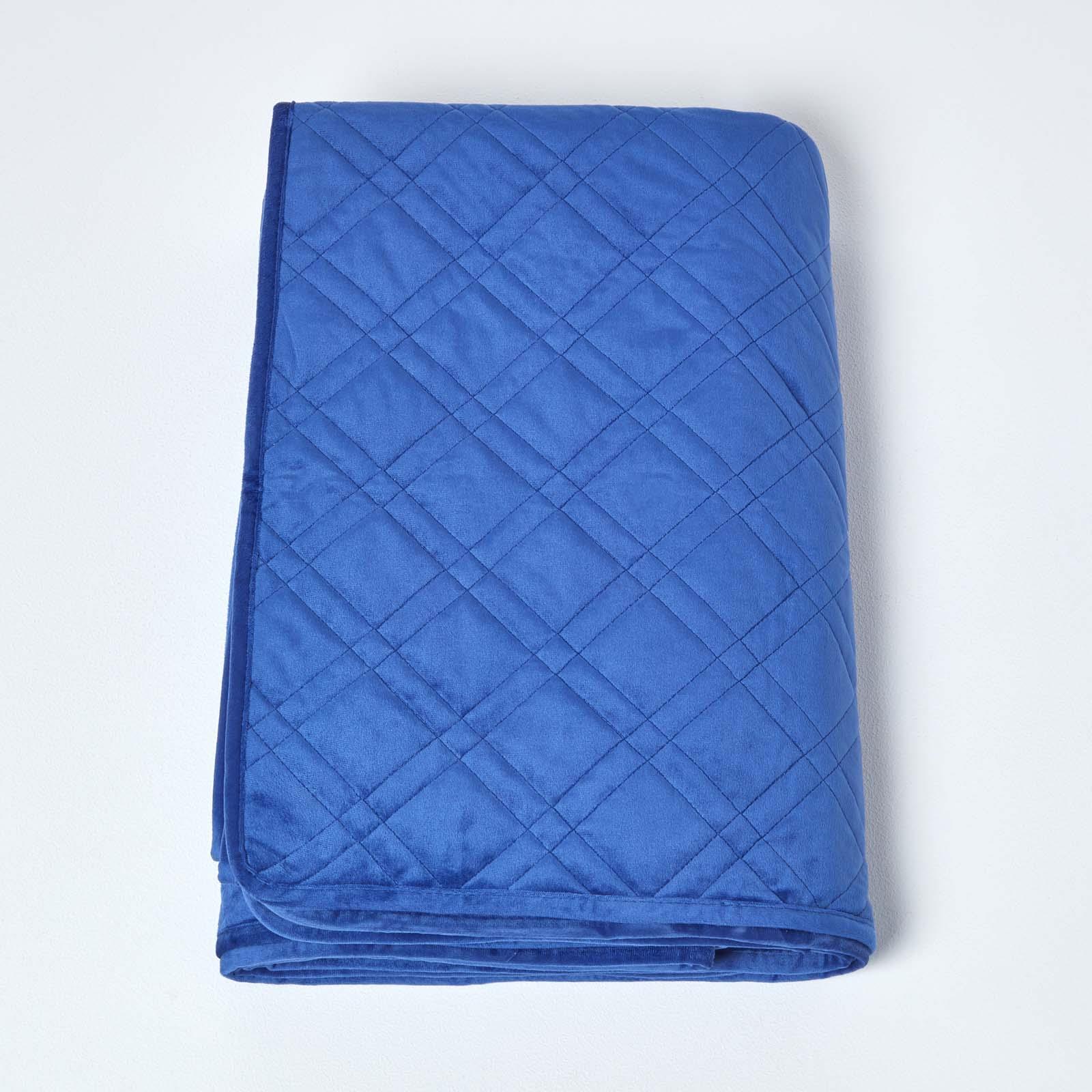 Quilted Velvet Bedspread Geometric Bed Throw Super Soft Coverlet Quilt Blanket - Picture 27 of 35