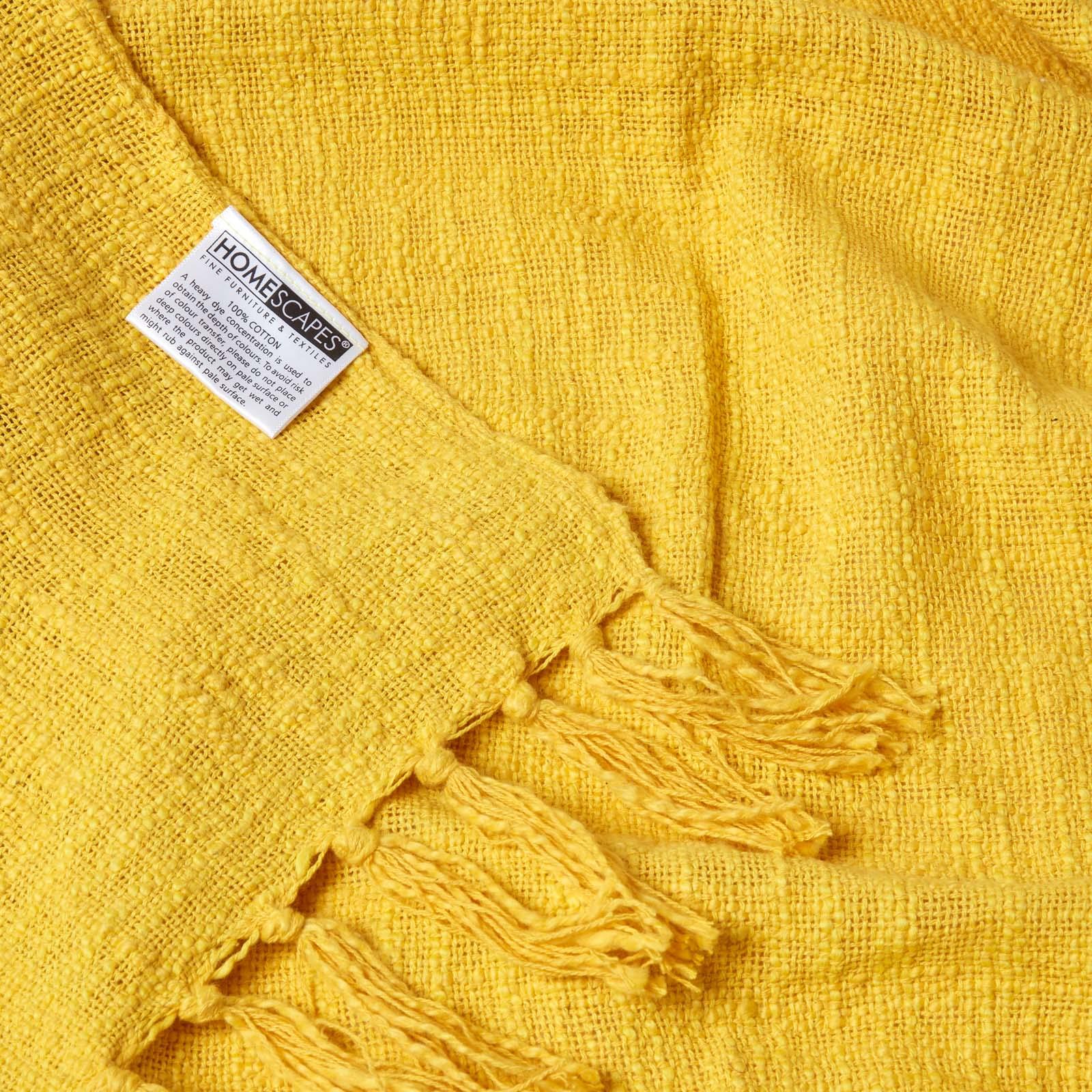 Homescapes Hand woven 100% Pure Cotton Throws for Bed or Sofa Yellow Grey Purple - Picture 54 of 54