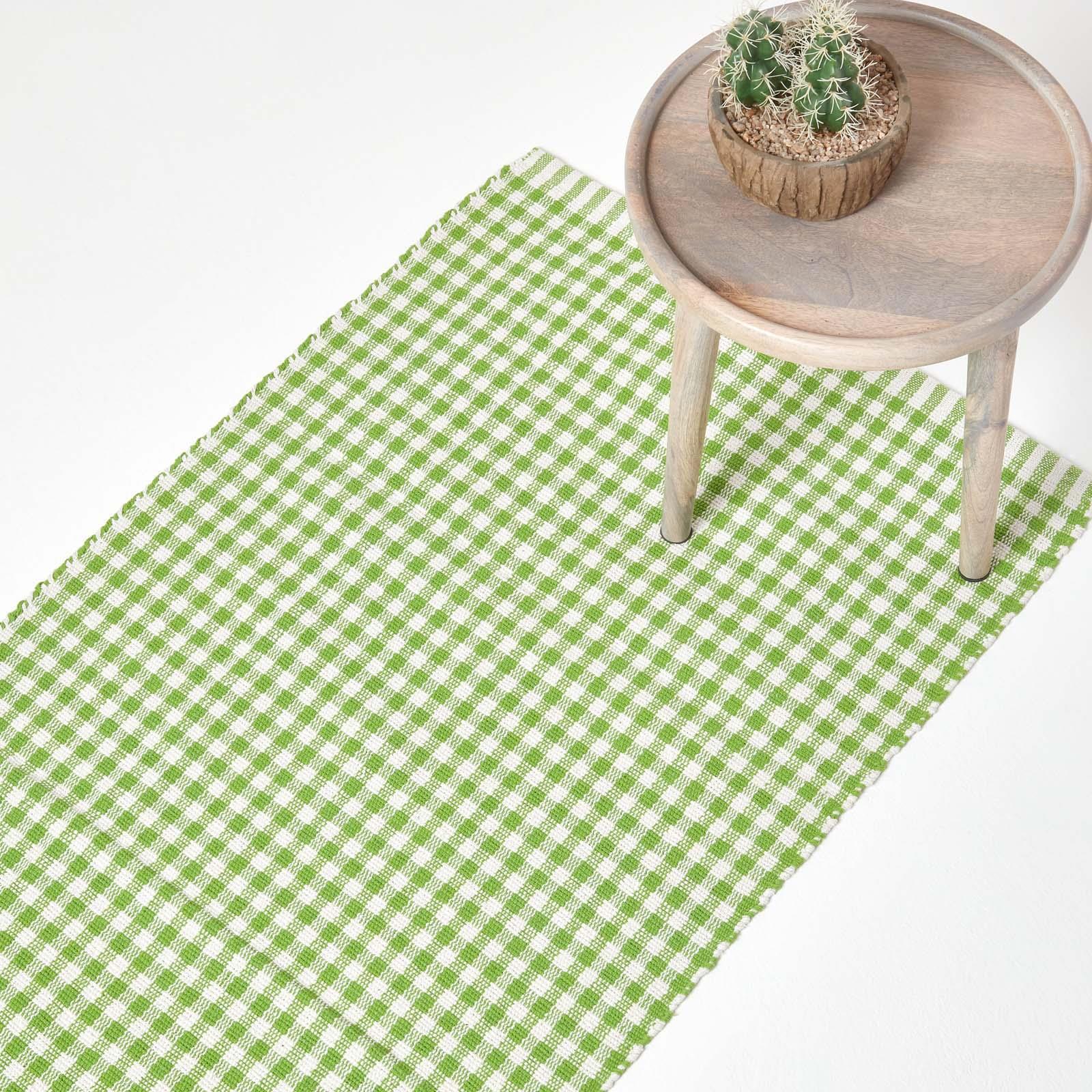 Cotton Gingham Rugs Pink Blue Beige Green Orange Carpet Kids Bath Mats - Picture 17 of 43