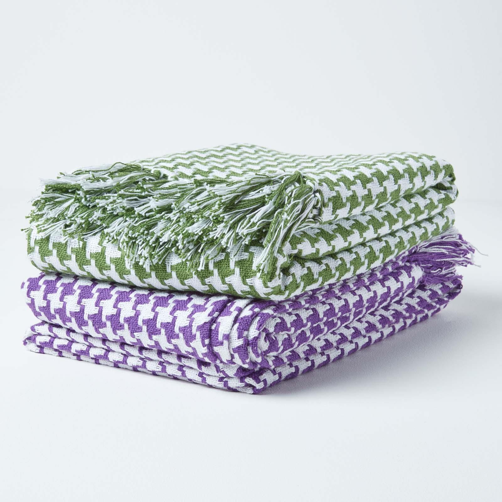 Houndstooth Cotton Check Extra Large Sofa Bed Throws Blanket Dogtooth Bedspreads - Picture 24 of 25