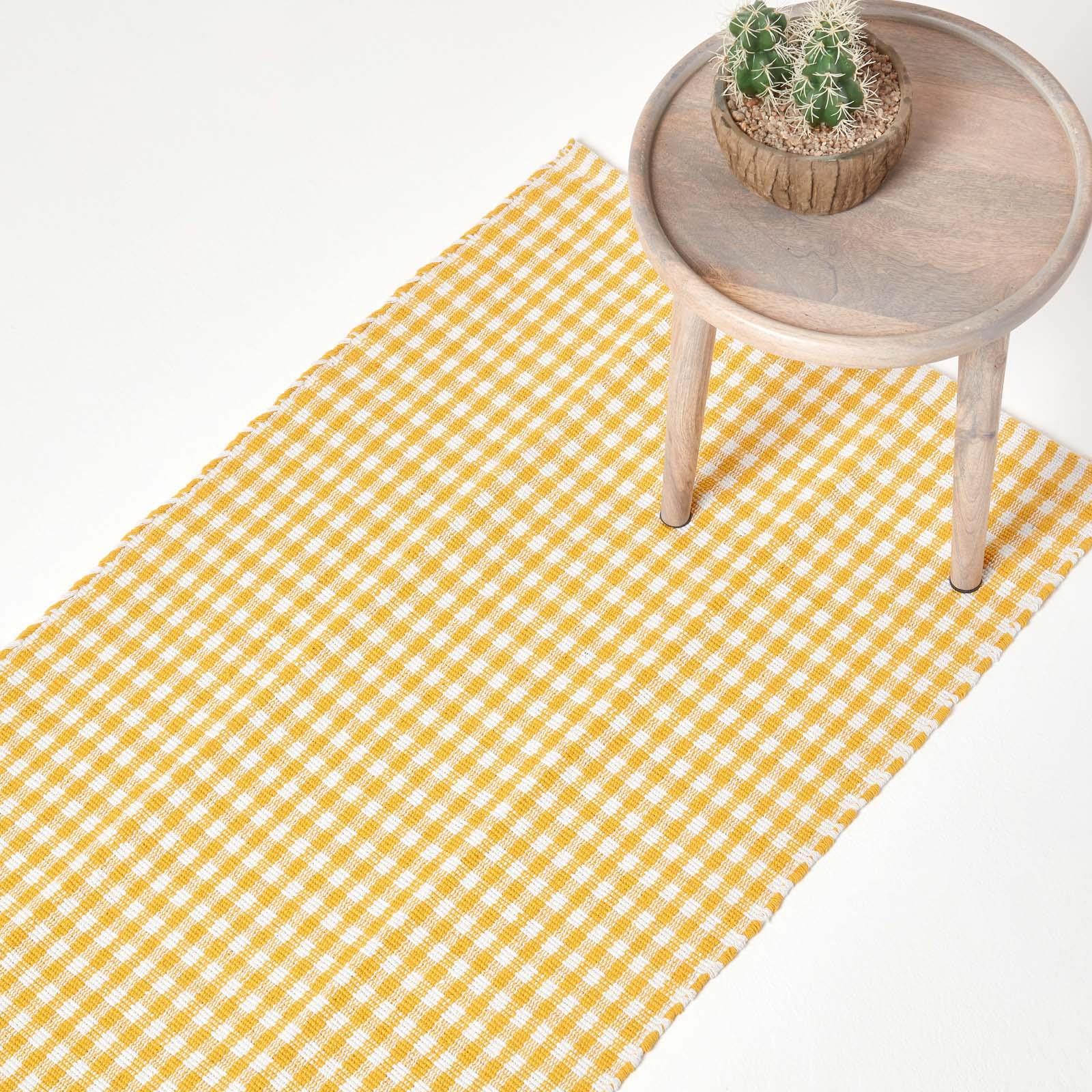 Cotton Gingham Rugs Pink Blue Beige Green Orange Carpet Kids Bath Mats - Picture 38 of 43