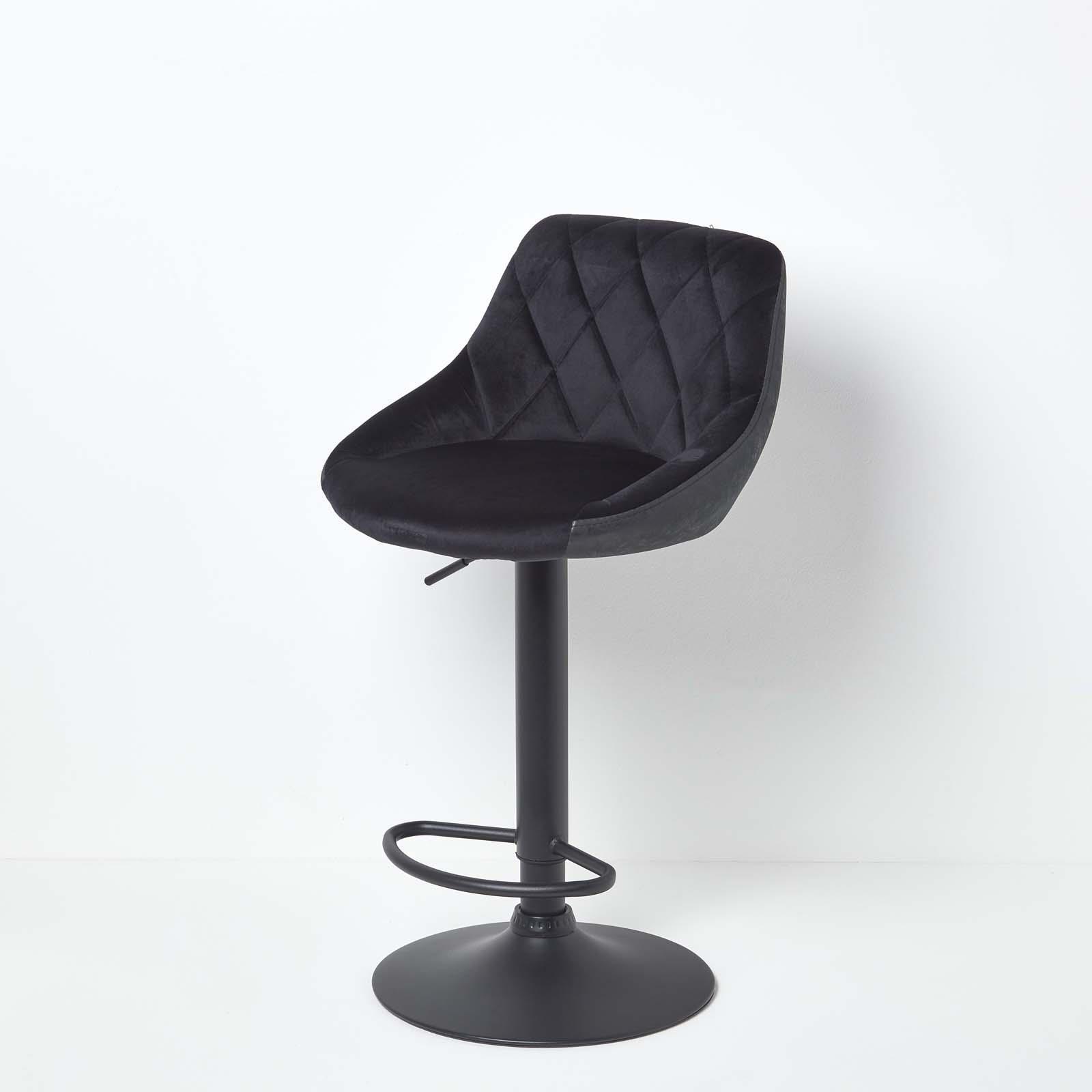 Velvet & Faux Leather Bar Stool Swivel Chair Adjustable Barstool with Backrest - Picture 8 of 22