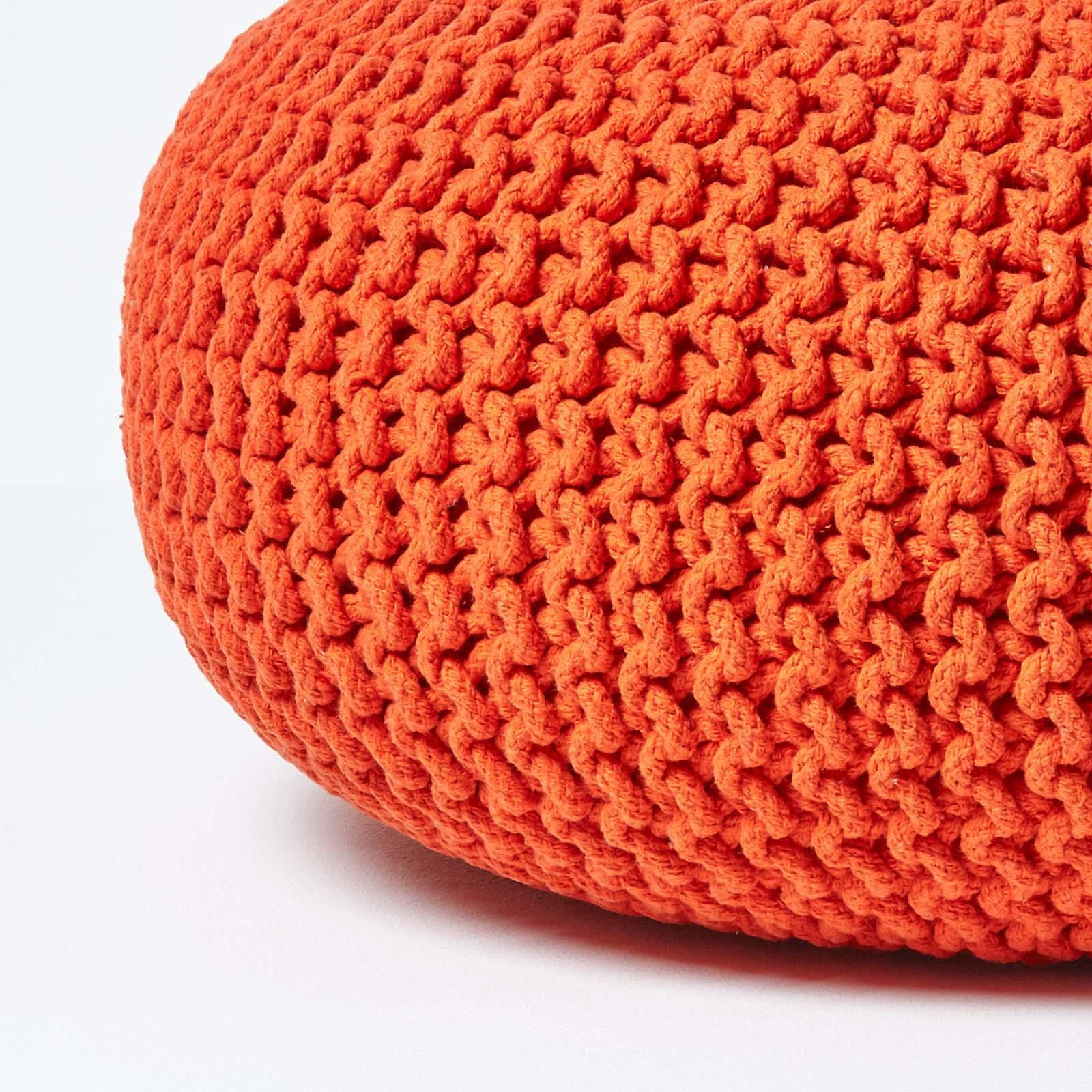 Large Round Cotton Knitted Pouffes Footstools Red, Yellow, Black, Grey, Natural - Picture 70 of 108