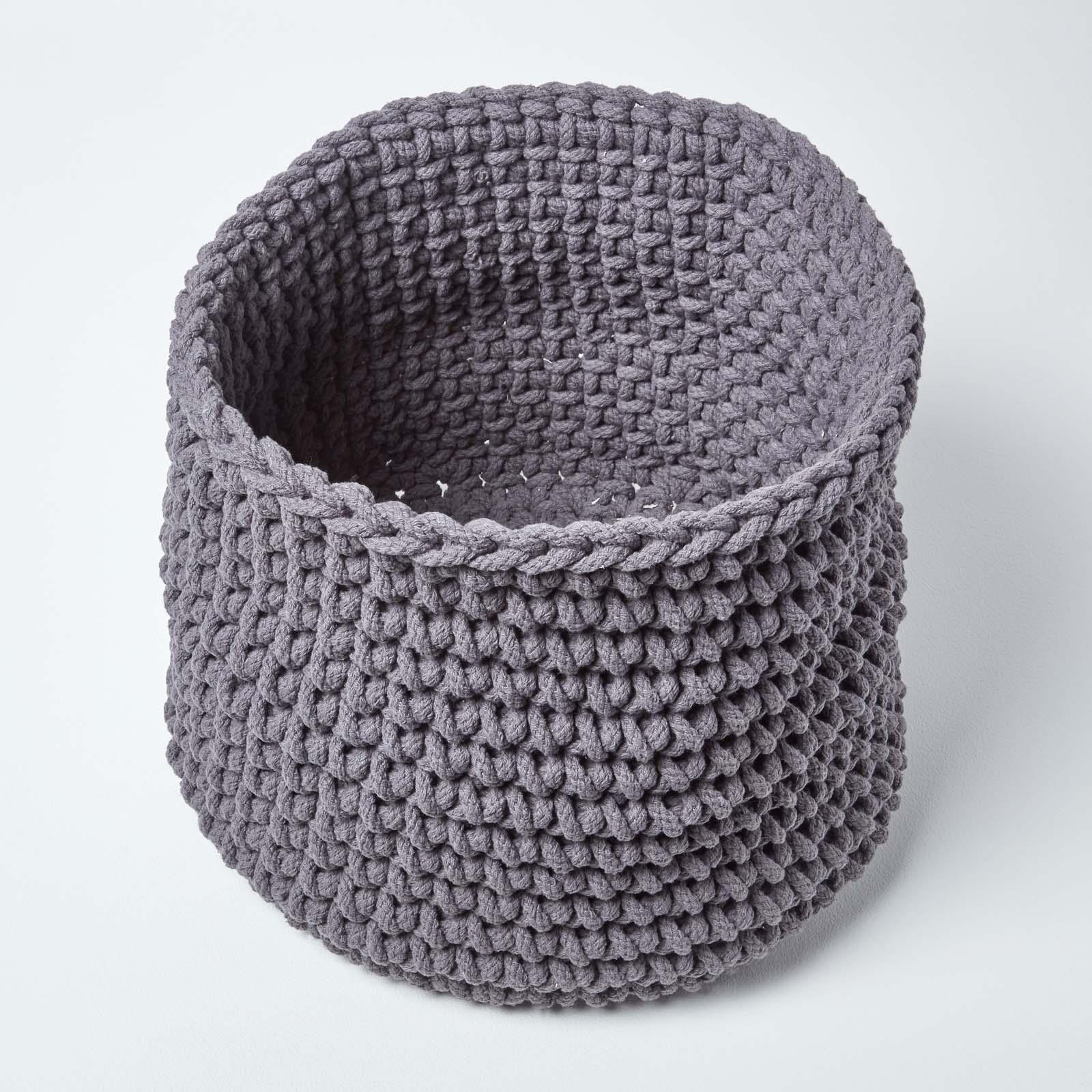100% Cotton Round Knitted Storage Basket Books & Cloths Storage Handmade Basket - Picture 28 of 135