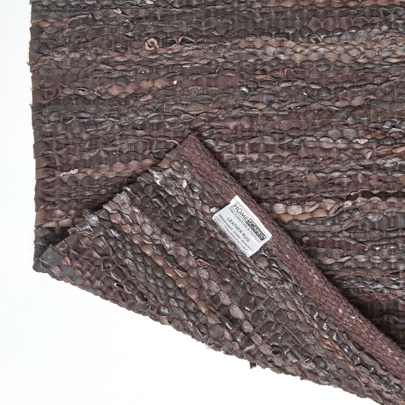 Denver Leather Woven Rugs Black and Chocolate, Modern, Rectangle - Picture 15 of 22