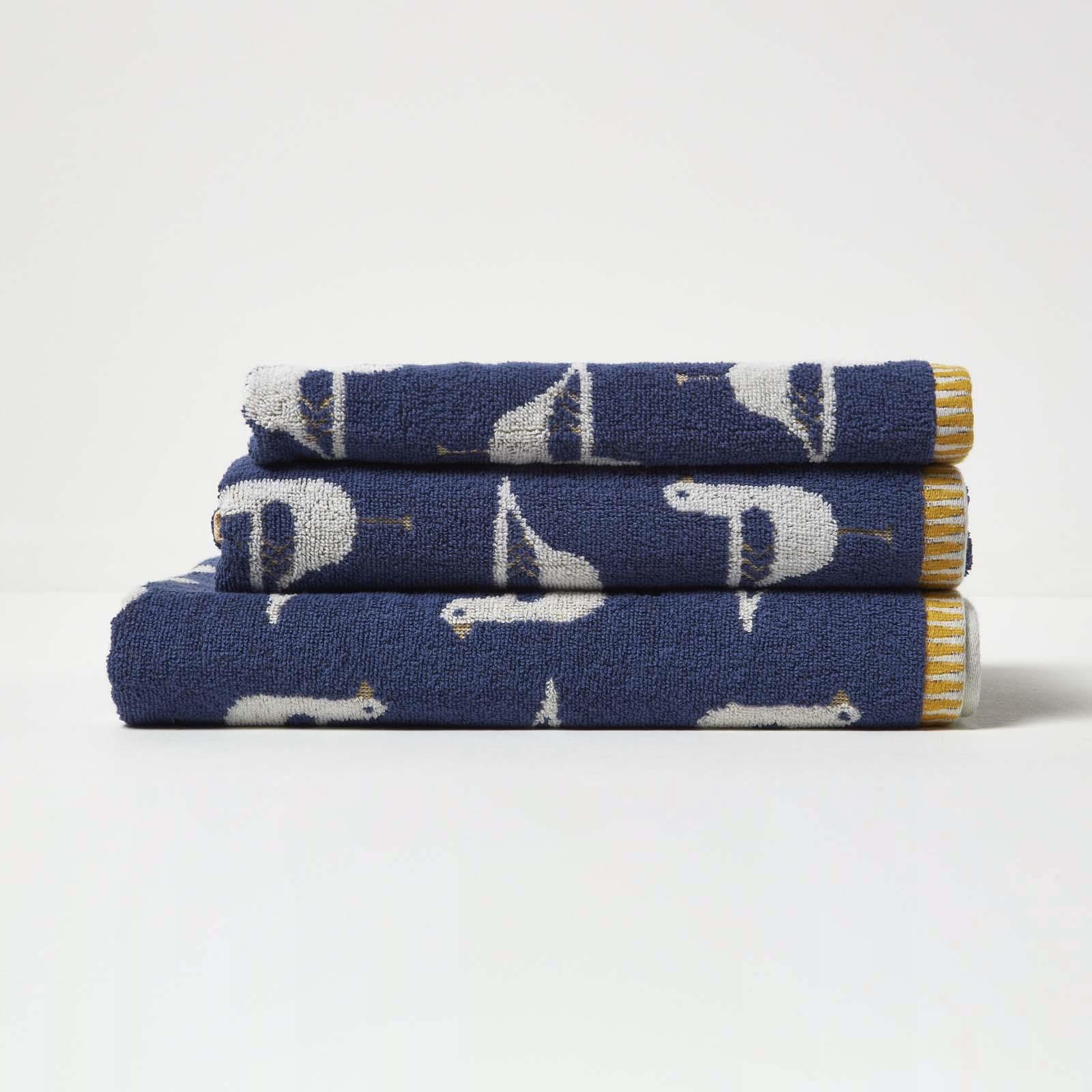 Super-Absorbent Turkish Cotton Seagull Pattern Hand, Bath Towel