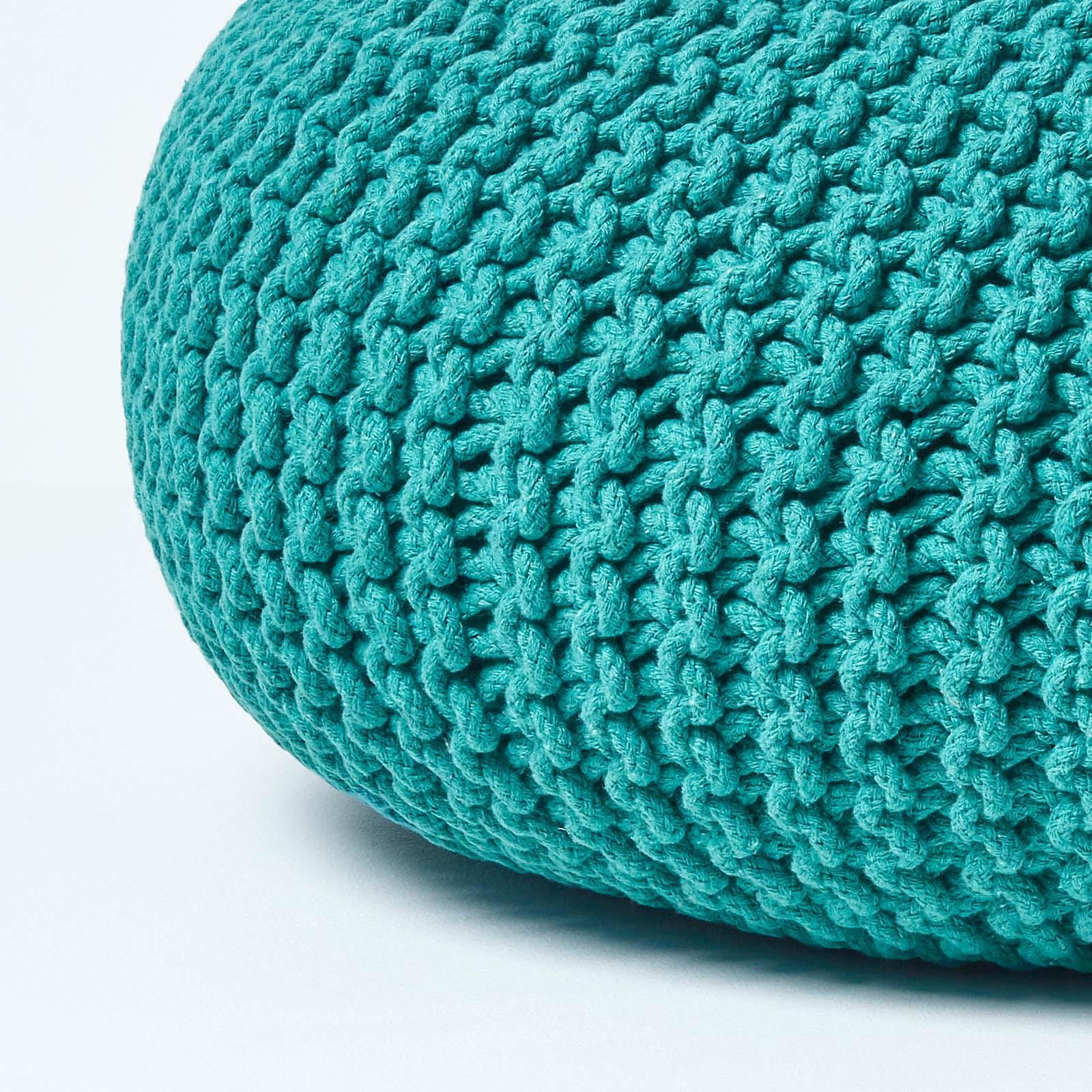 Large Round Cotton Knitted Pouffes Footstools Red, Yellow, Black, Grey, Natural - Picture 106 of 108