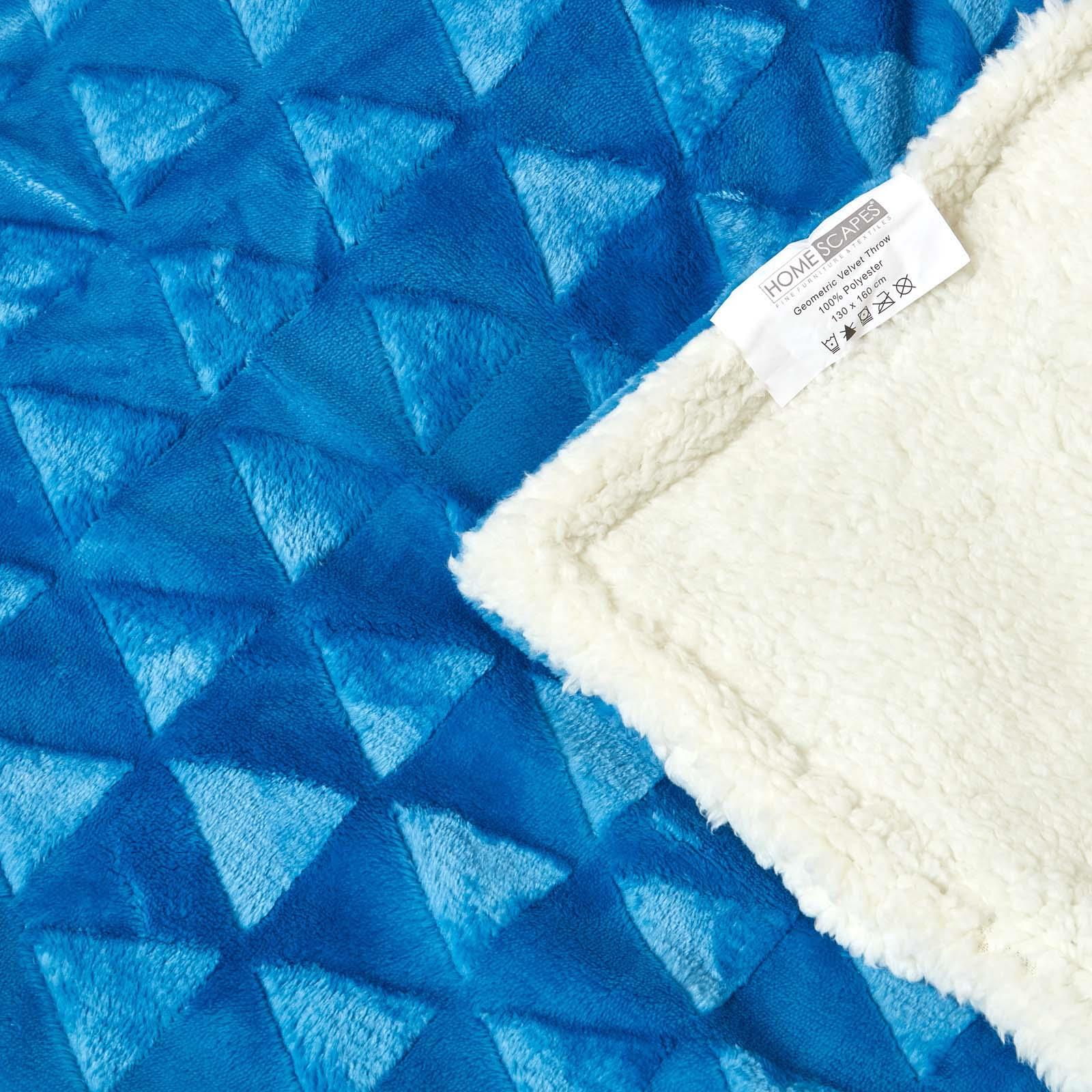 Velvet Throw Over Sofa Bedspread Geometric Triangle Soft Bed Protector Cover - Picture 54 of 74