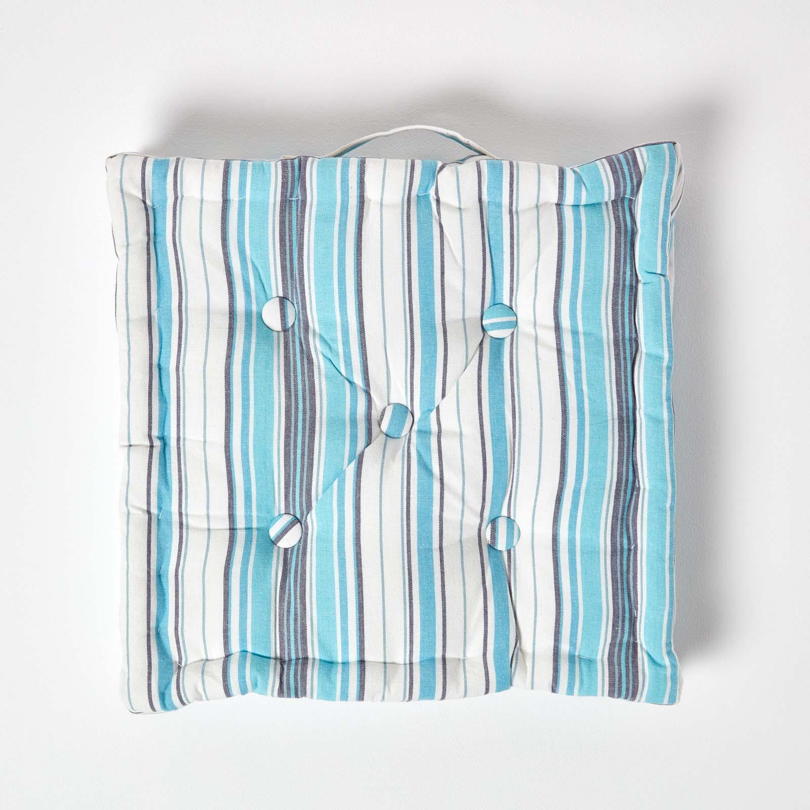 Striped Large Floor Cushion, Blue, Green, Multicolour - Picture 4 of 19