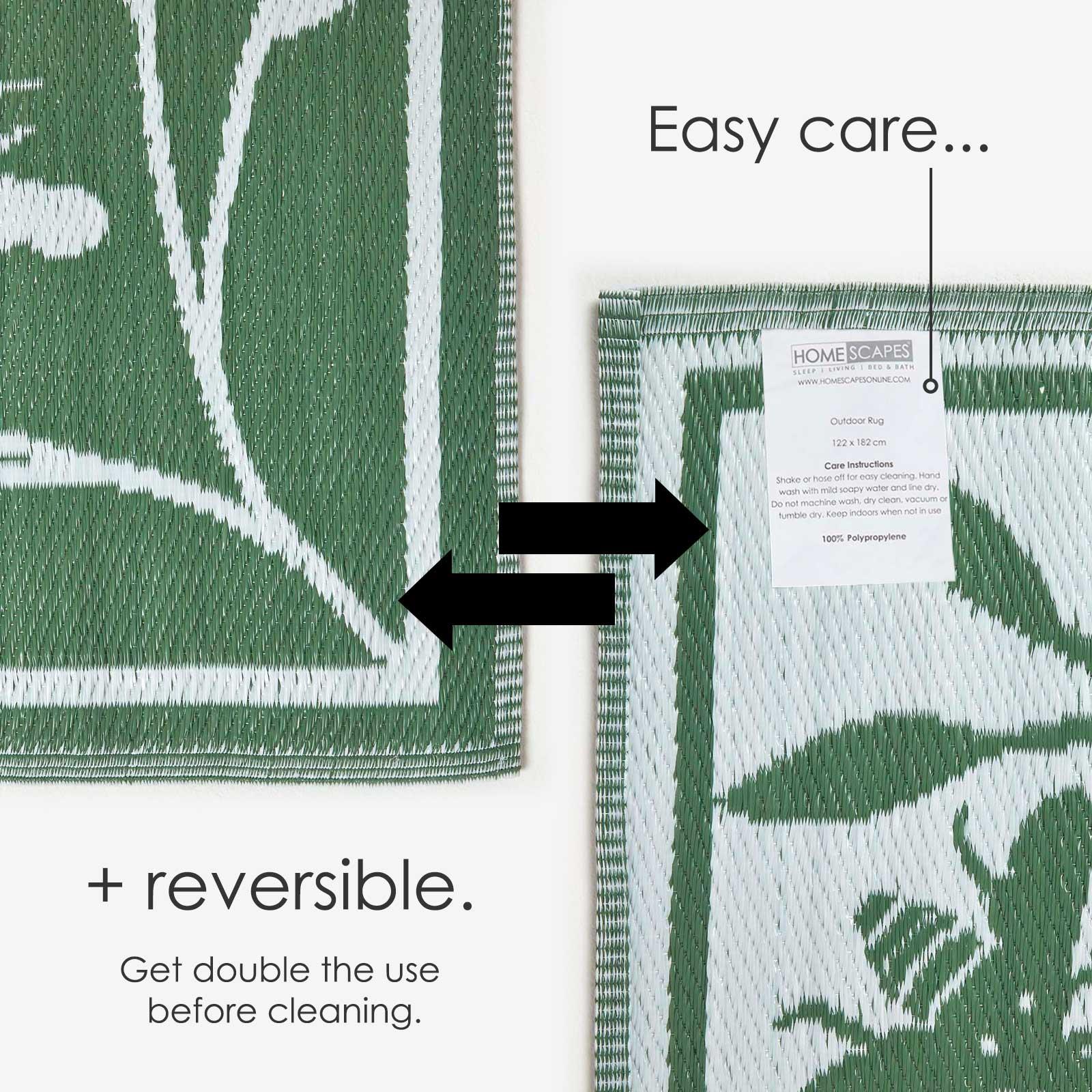 Reversible Indoor/Outdoor Garden Rugs in Motif Mosaic Leaf & Geometric Pattern - Picture 12 of 67