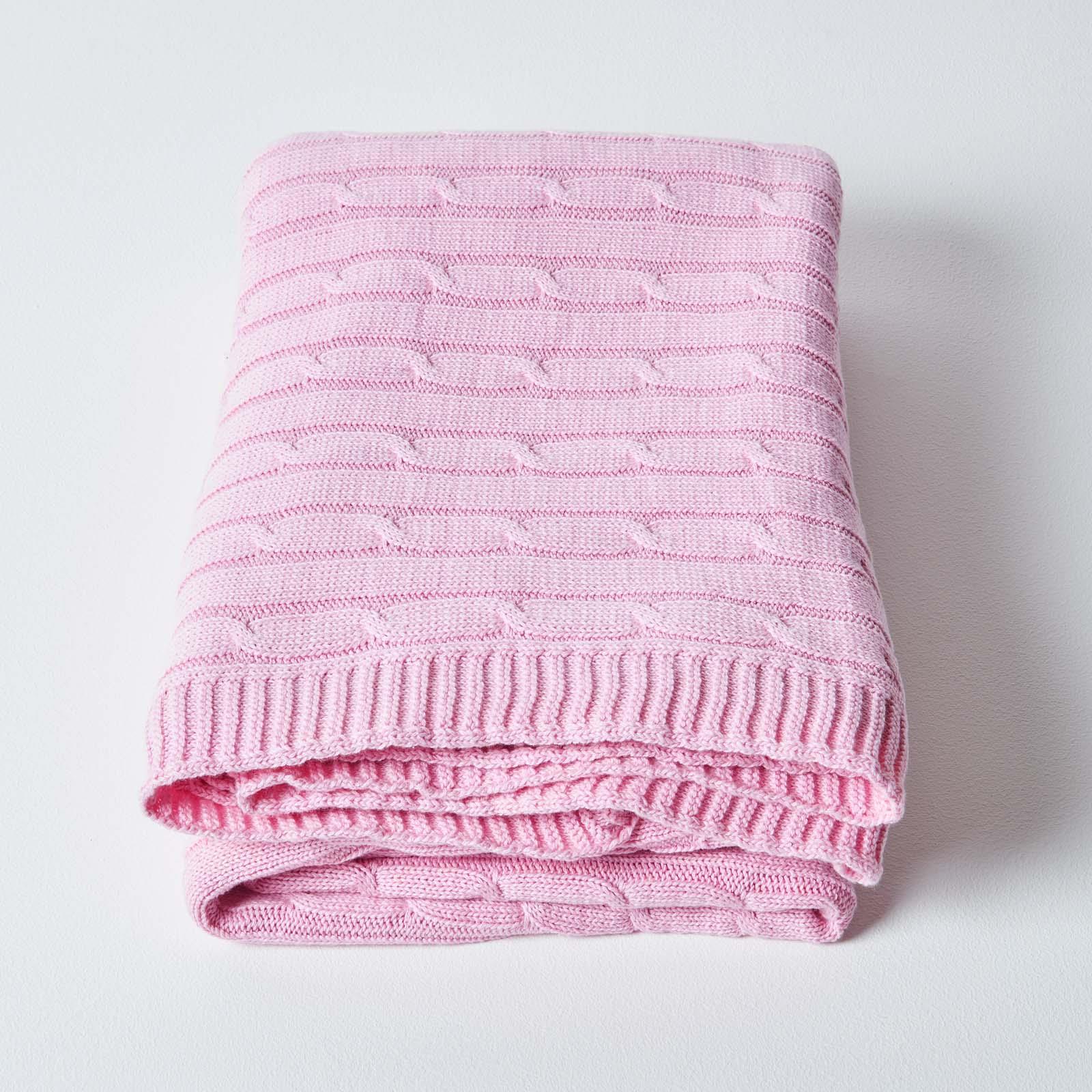 Cotton Cable Knit Throw, Blue, Grey, Green, Pink, Natural, Chocolate - Picture 59 of 65