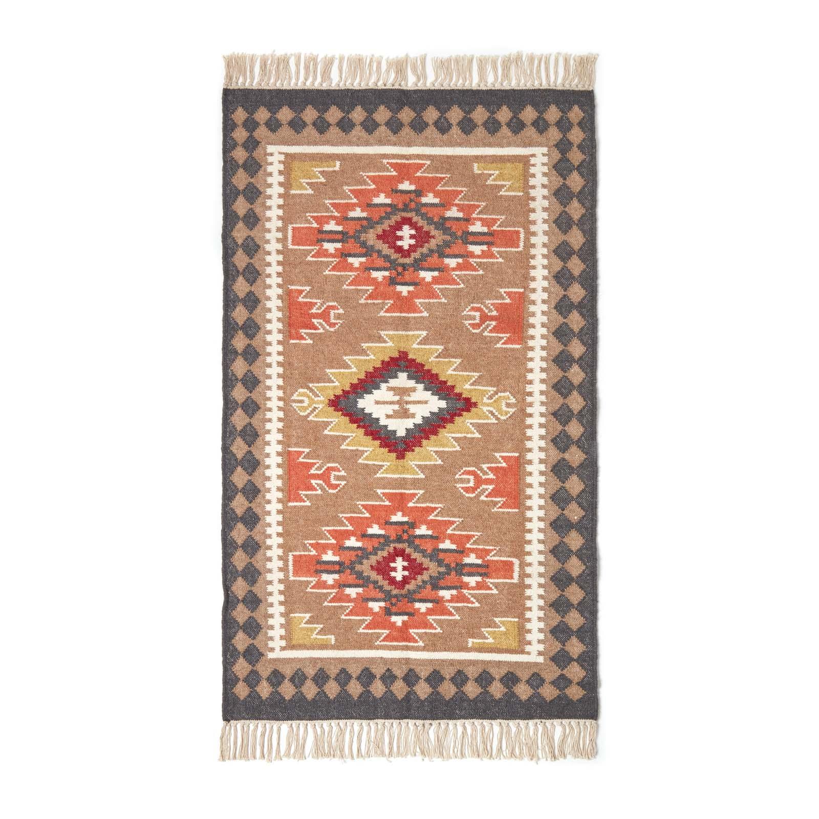 Handmade Cotton & Wool Kilim Rugs Runner Multi Coloured Geometric Diamond Carpet - Picture 39 of 64