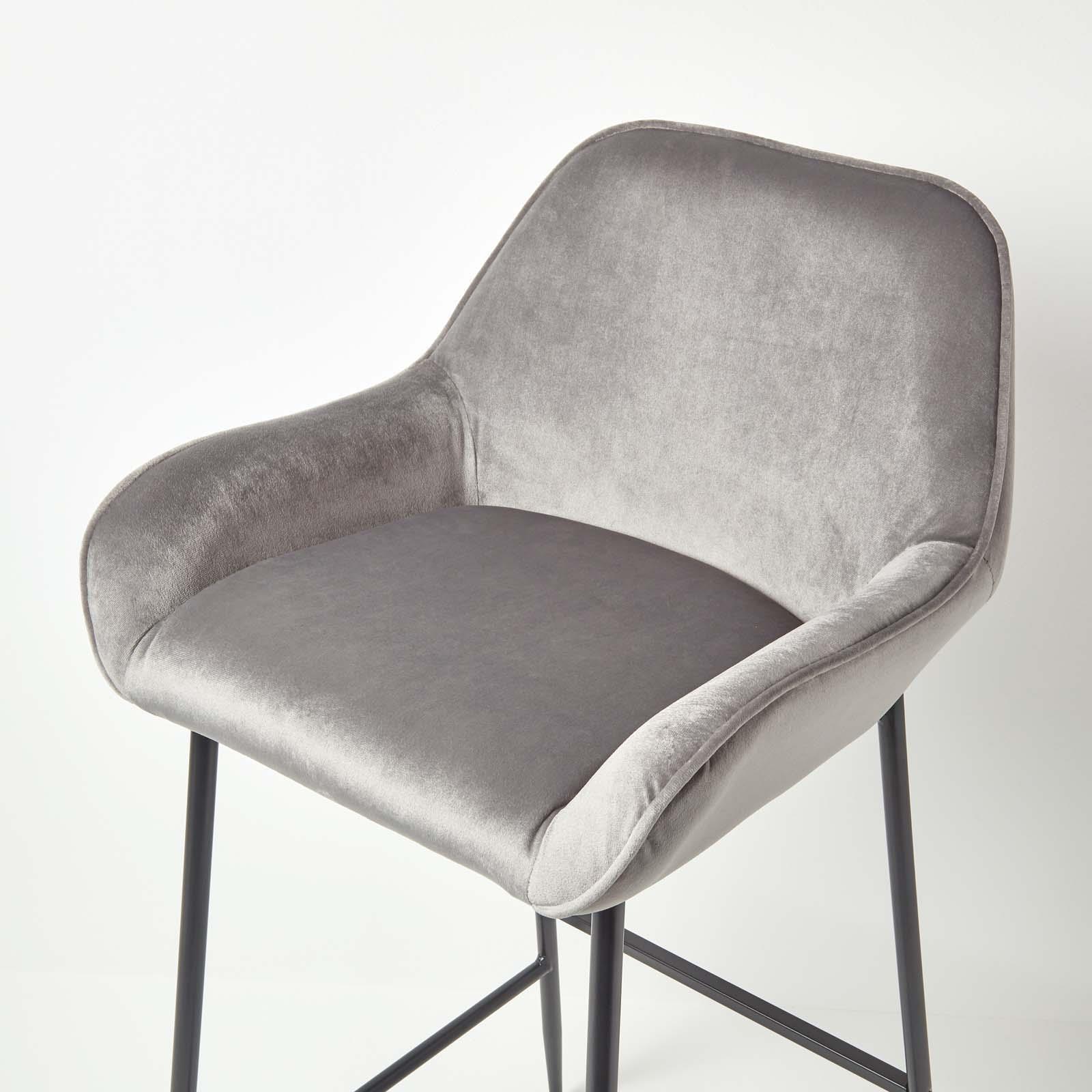 Velvet Bar Stool Chair On-Trend Kitchen Breakfast Bar Stool with Backrest - Picture 35 of 40