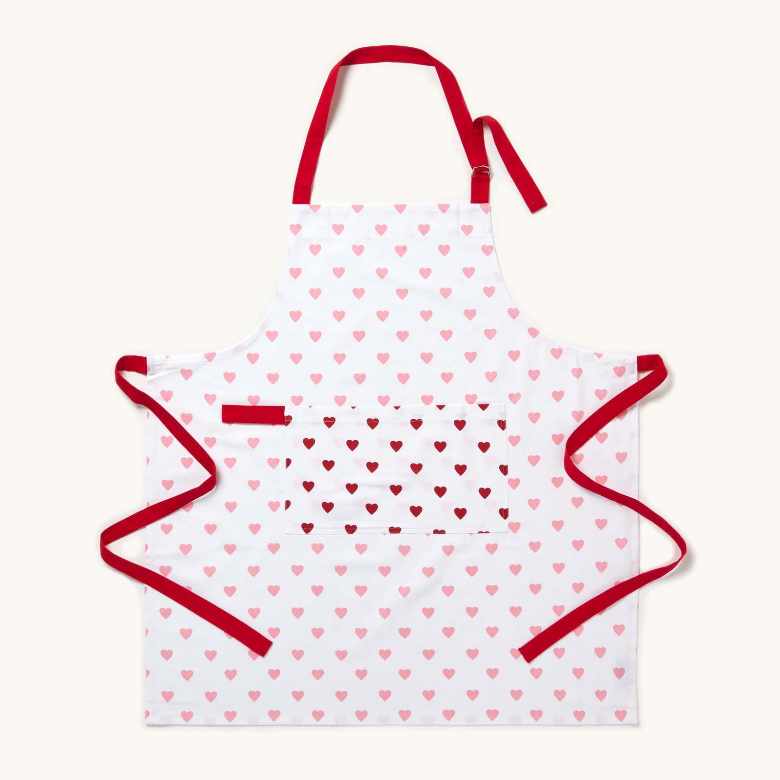 Cotton Pink And Red Hearts Kitchen Double Oven Gloves Apron Towel Pot Holder - Picture 2 of 22