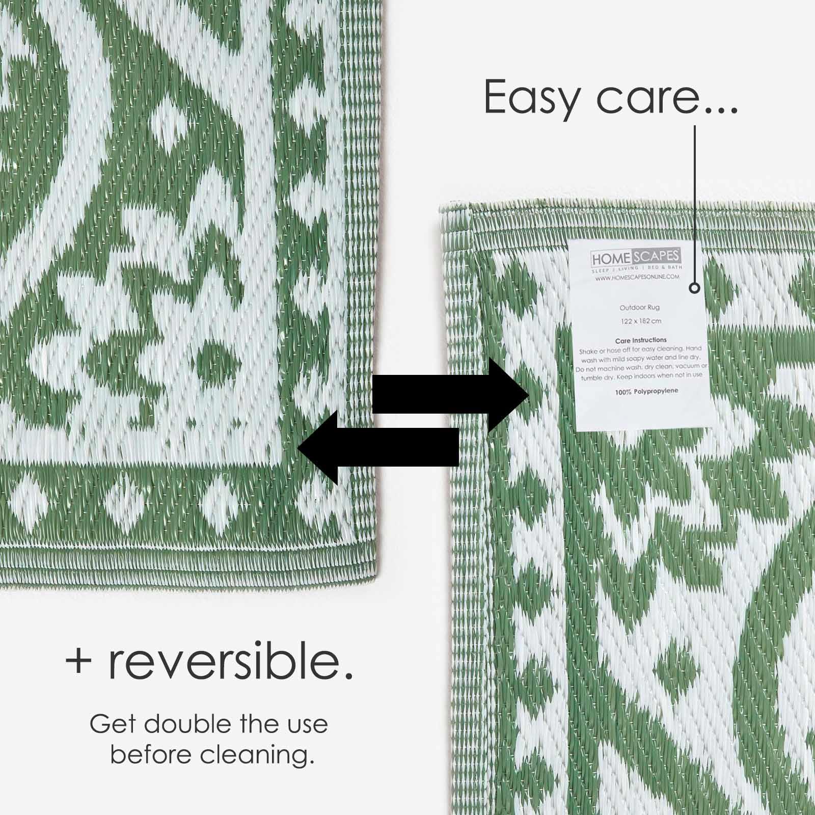 Reversible Indoor/Outdoor Garden Rugs in Motif Mosaic Leaf & Geometric Pattern - Picture 24 of 67