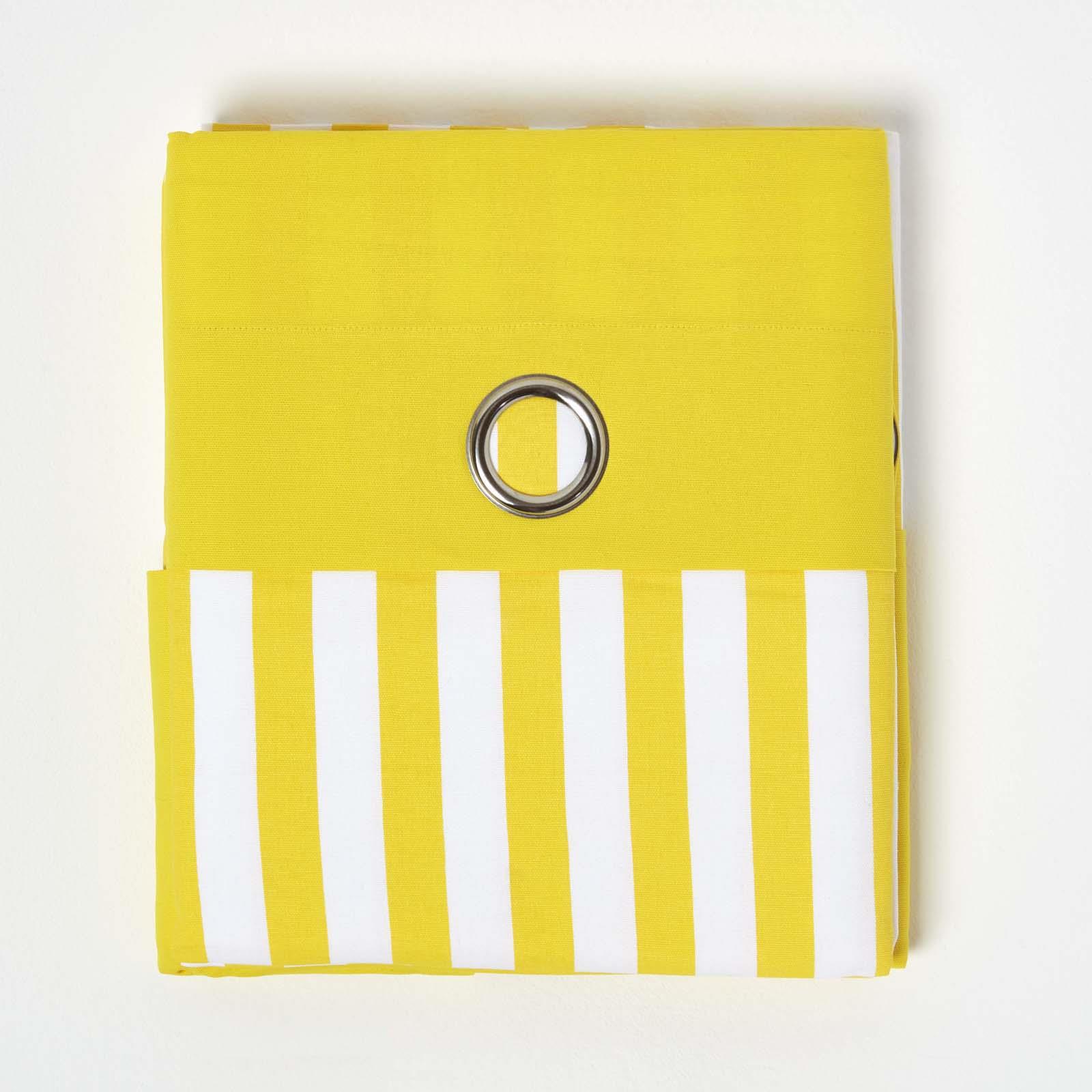 Thick Stripe Ready Made Eyelet Ring Top Curtain Pair Red, Yellow eBay