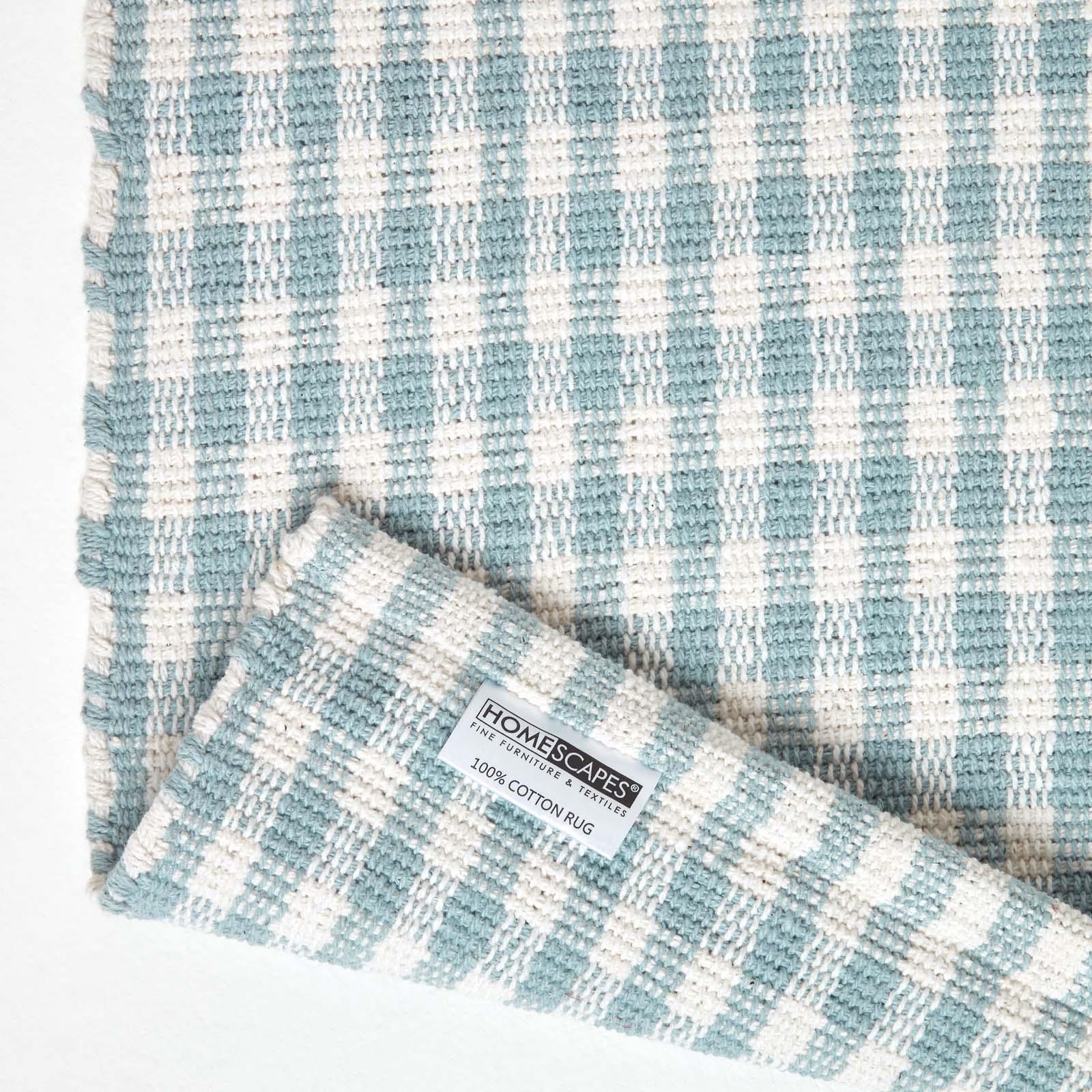 Cotton Gingham Rugs Pink Blue Beige Green Orange Carpet Kids Bath Mats - Picture 15 of 43