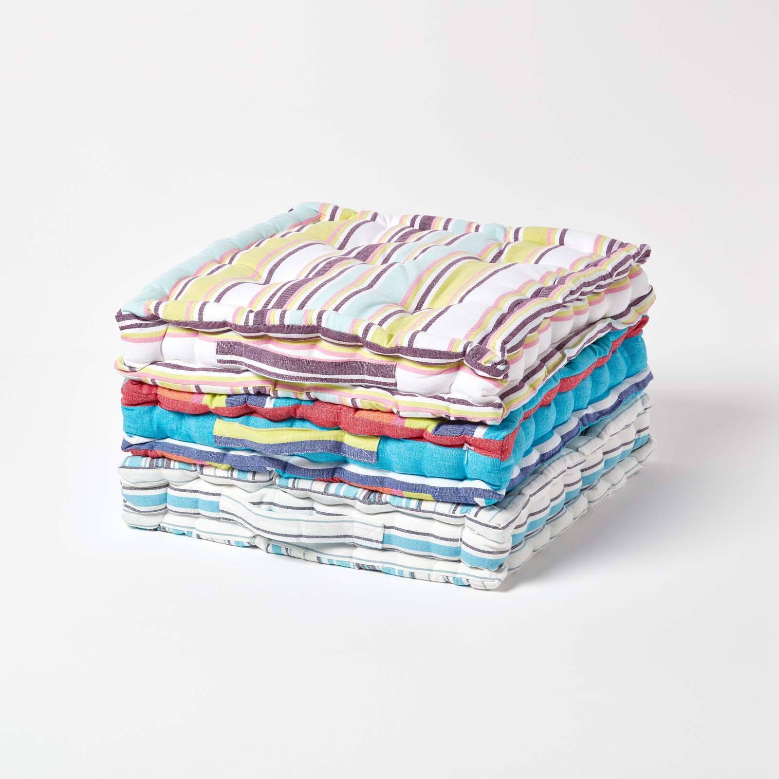 Striped Large Floor Cushion, Blue, Green, Multicolour - Picture 13 of 19