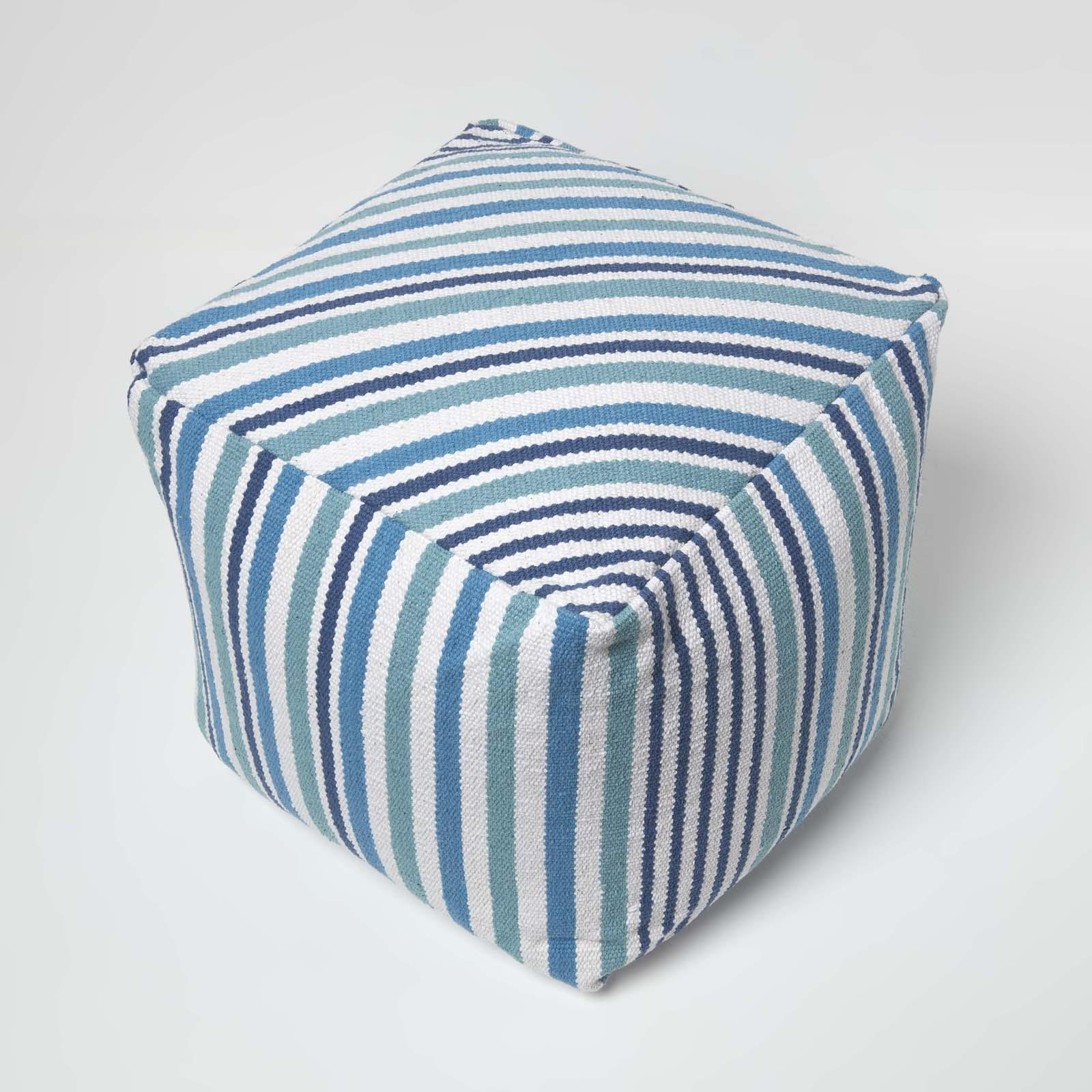 Striped Square Bean Bag Footstools Foot Rest Stool Pouffe Ottoman - Picture 4 of 26
