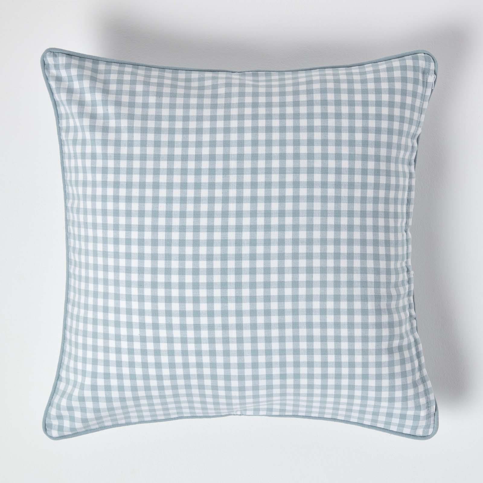 100 Cotton Gingham Check Cushion Cover Square & Rectangular Sofa