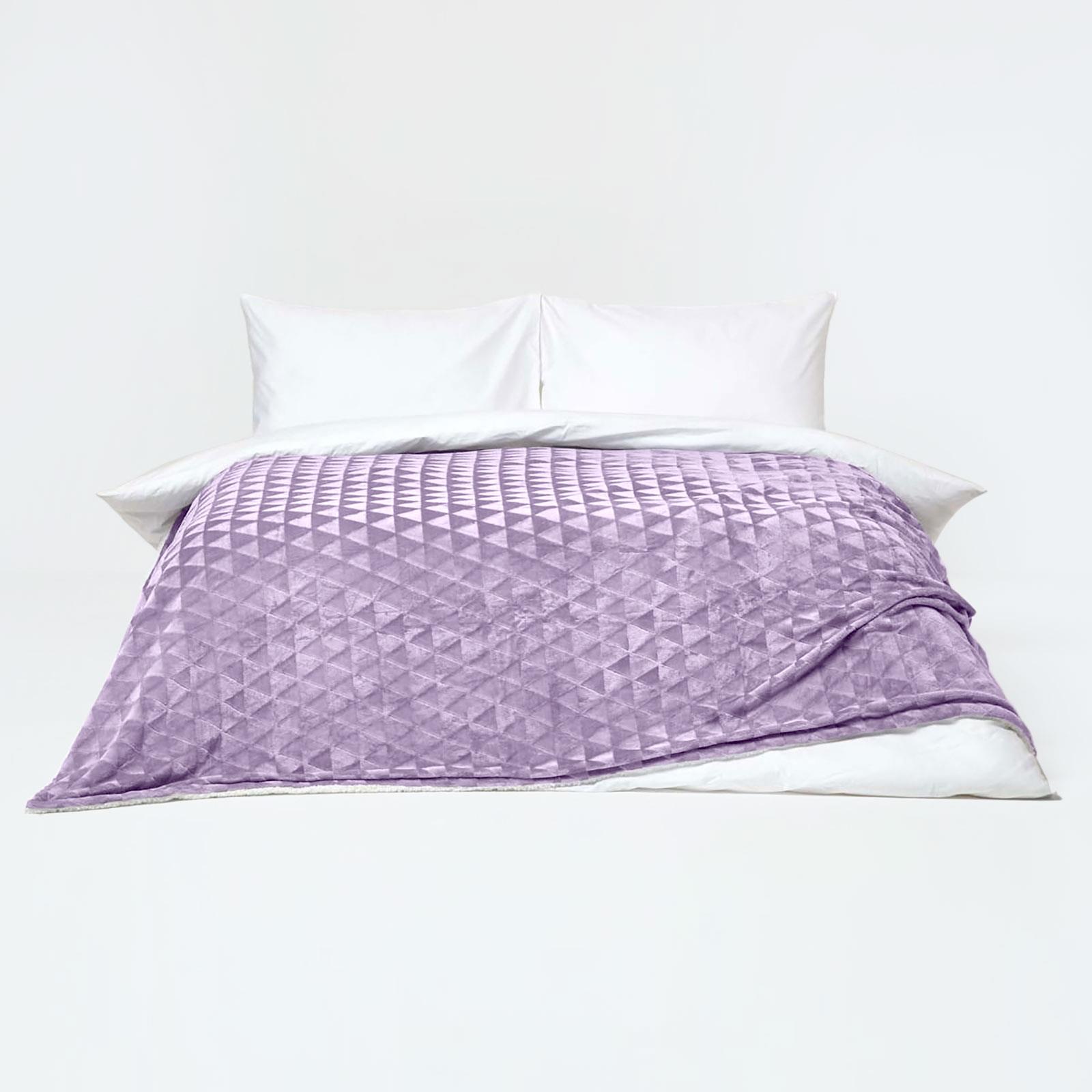 Velvet Throw Over Sofa Bedspread Geometric Triangle Soft Bed Protector Cover - Picture 65 of 74