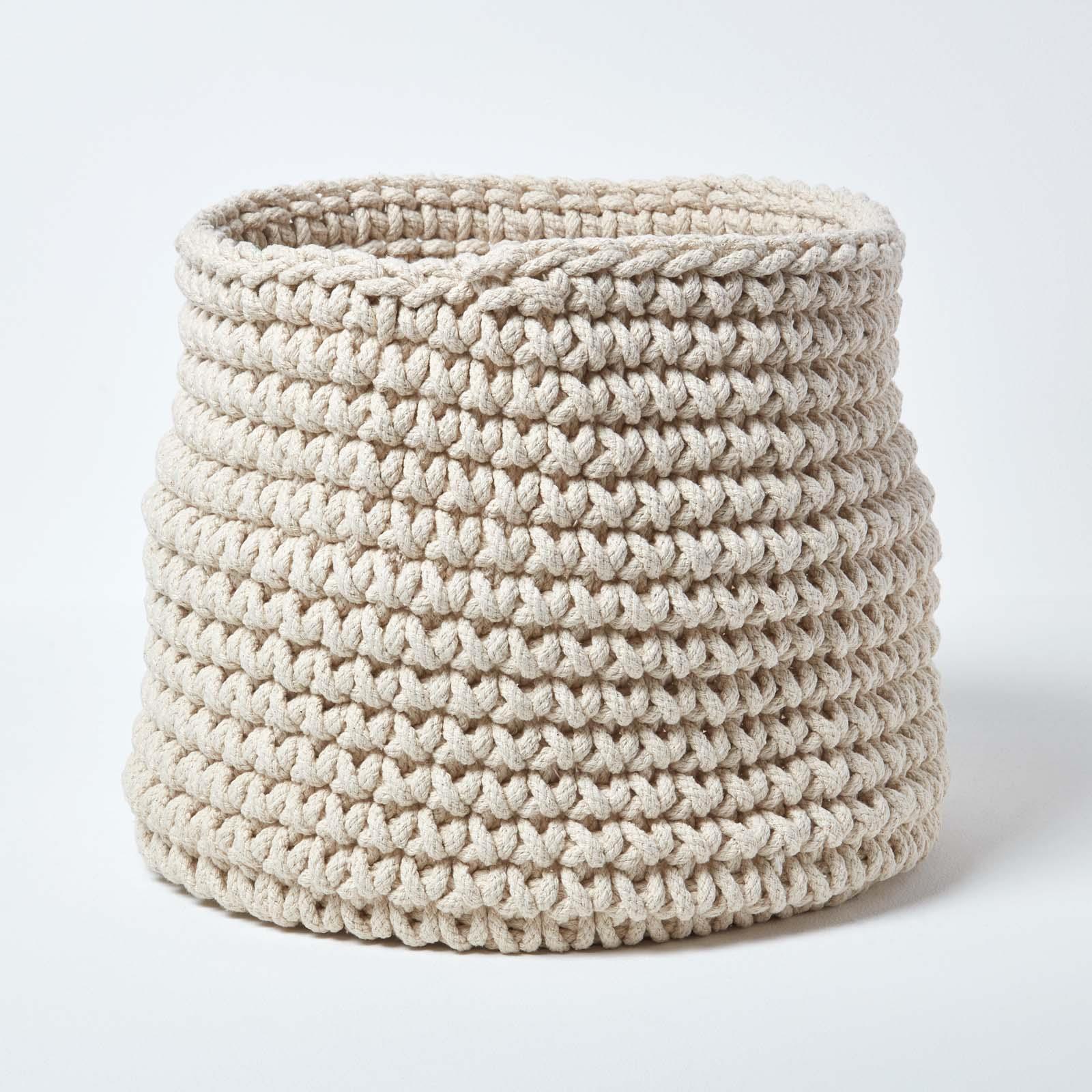 100% Cotton Round Knitted Storage Basket Books & Cloths Storage Handmade Basket - Picture 74 of 135