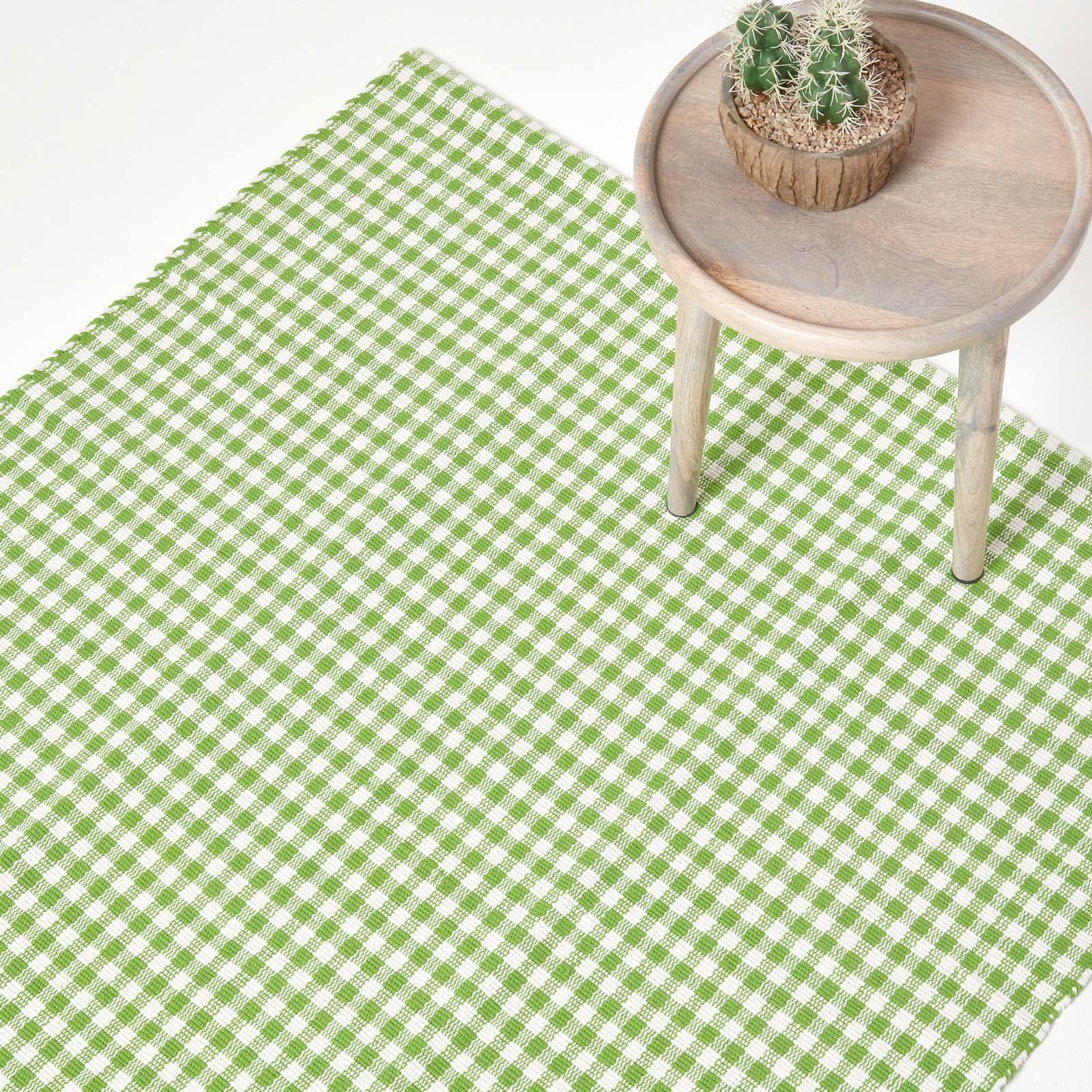 Cotton Gingham Rugs Pink Blue Beige Green Orange Carpet Kids Bath Mats - Picture 16 of 43