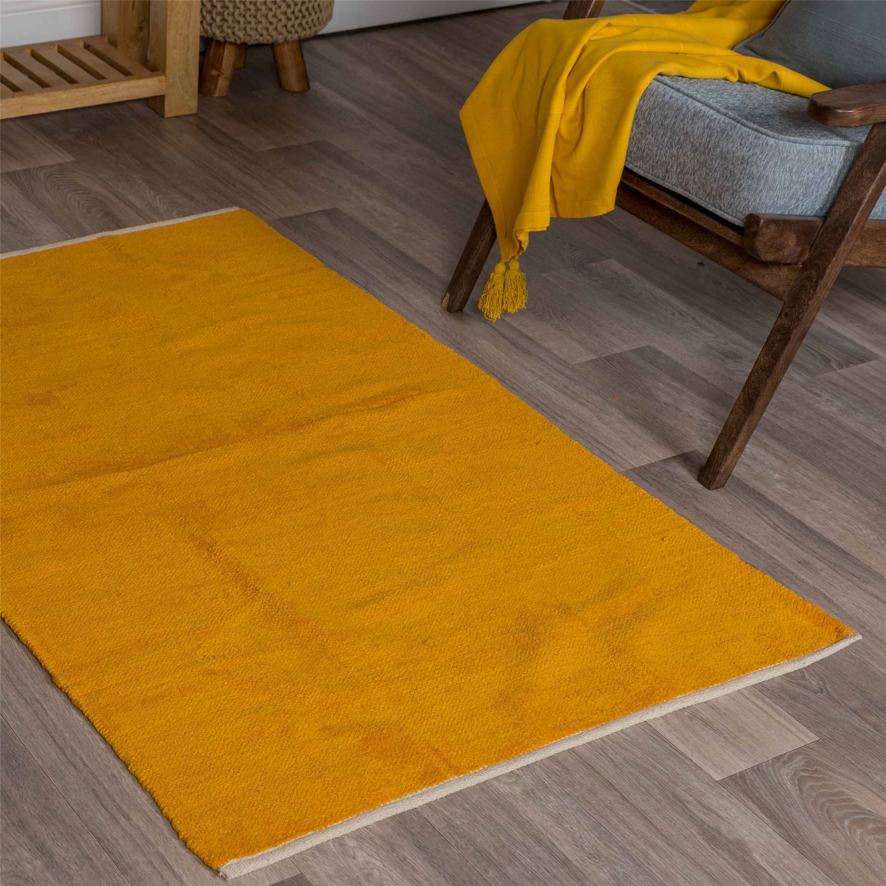 100 Cotton Plain Chenille Rugs Washable Soft Floor Mat with Natural