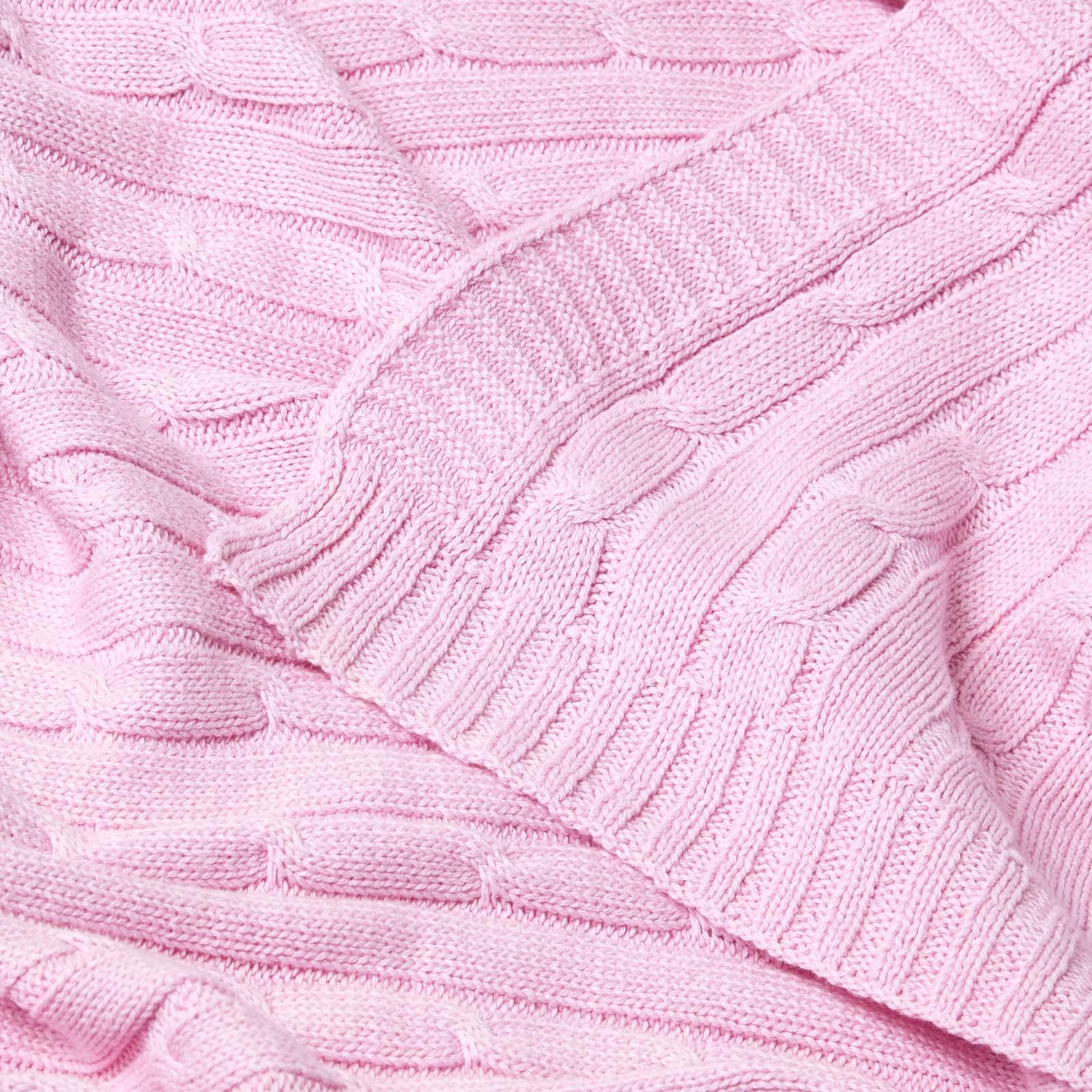 Cotton Cable Knit Throw, Blue, Grey, Green, Pink, Natural, Chocolate - Picture 62 of 65