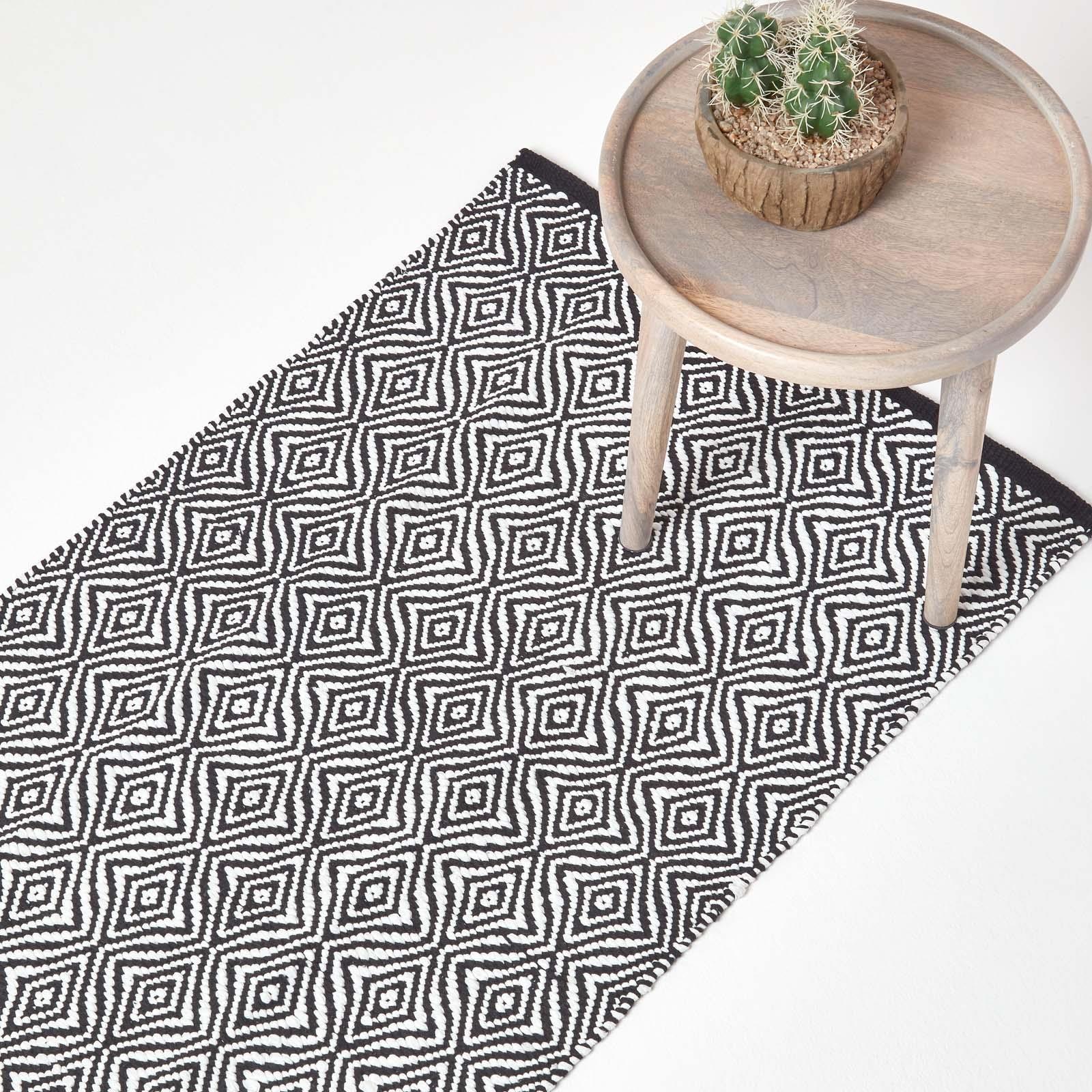 Handwoven Geometric & Checked Pattern Contemorary Style Cotton Hallway Runner - Picture 22 of 36