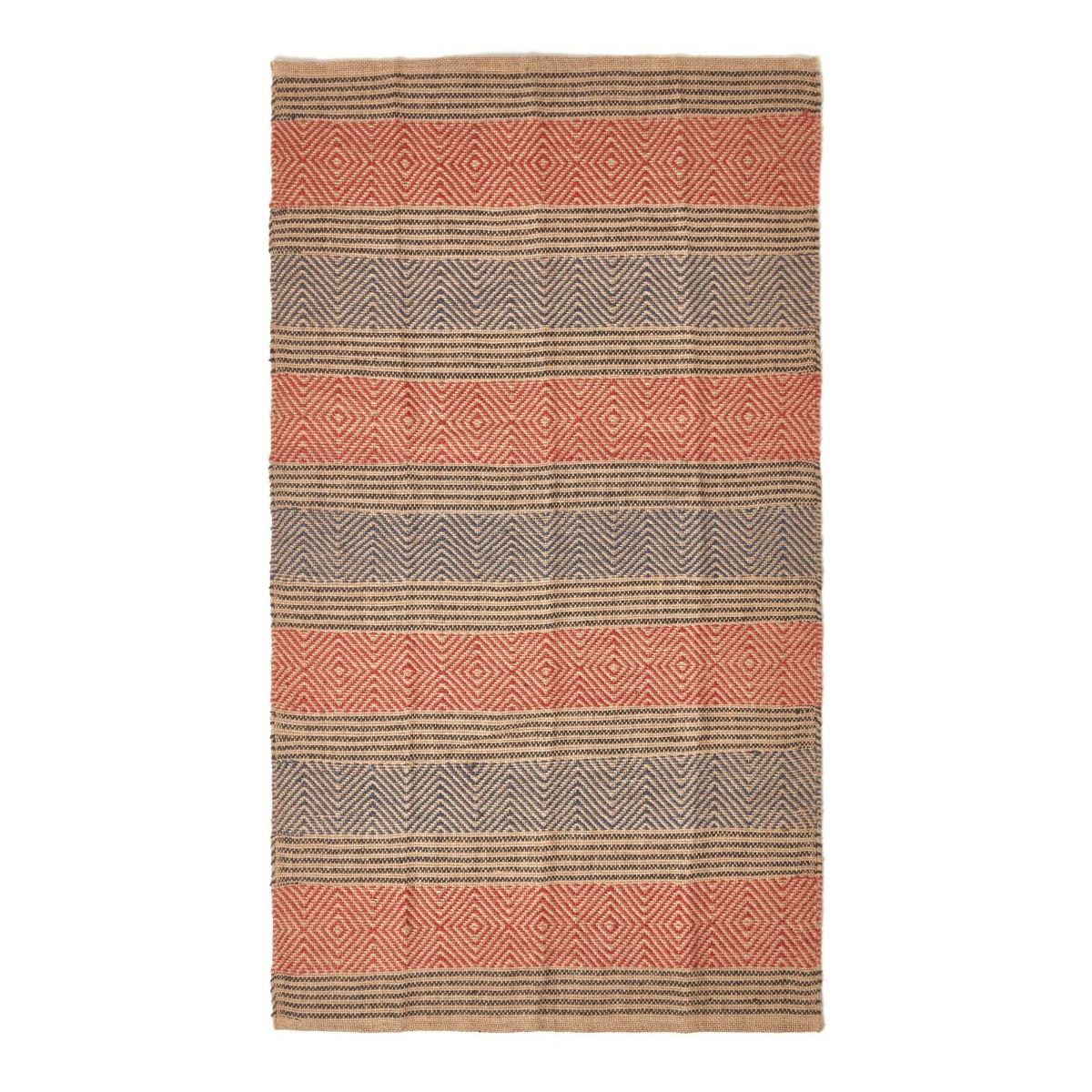 Geometric Jute Rug, Multicolour Striped, Black, Red, Blue - Picture 14 of 22