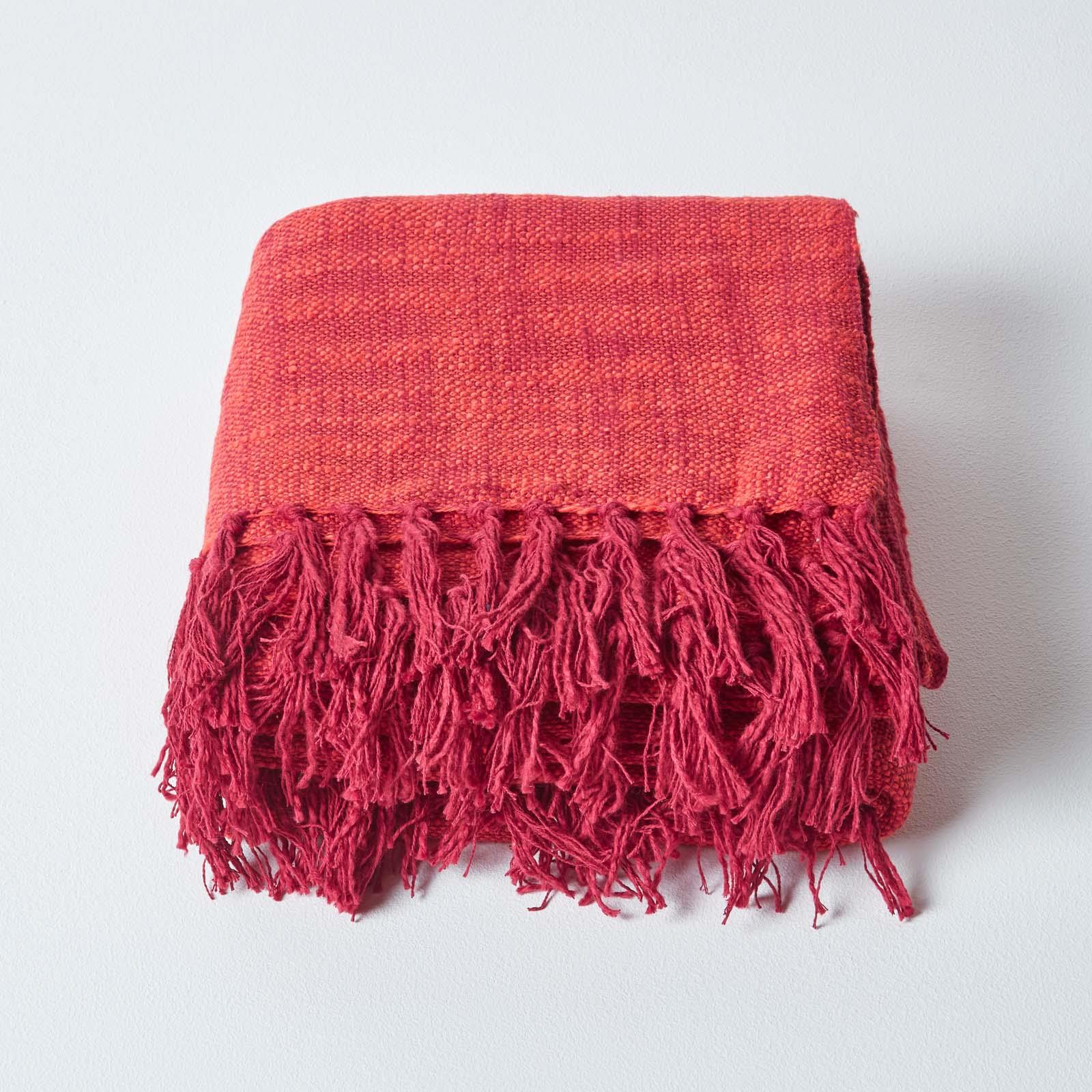 Homescapes Hand woven 100% Pure Cotton Throws for Bed or Sofa Yellow Grey Purple - Picture 24 of 54