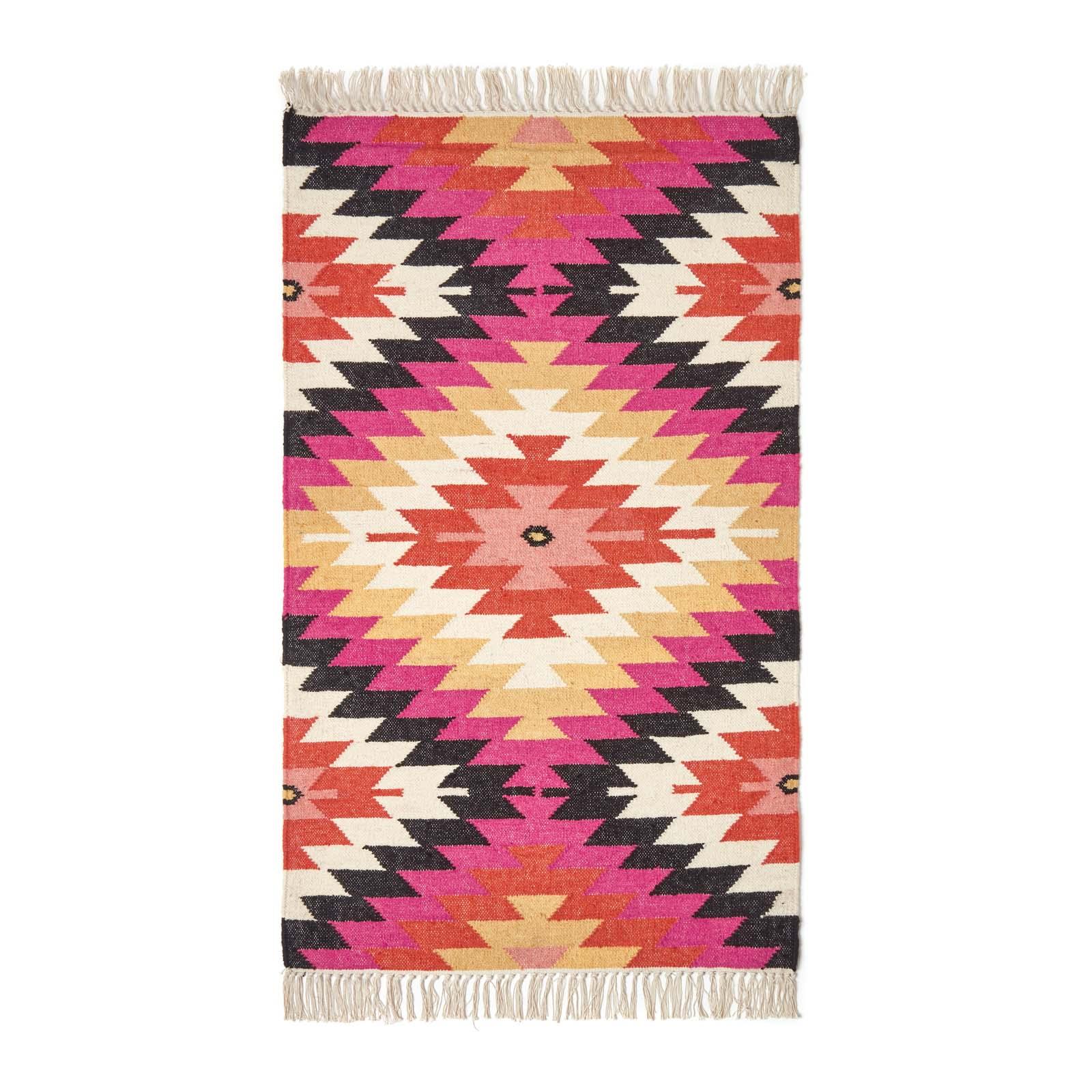 Handmade Cotton & Wool Kilim Rugs Runner Multi Coloured Geometric Diamond Carpet - Picture 46 of 64