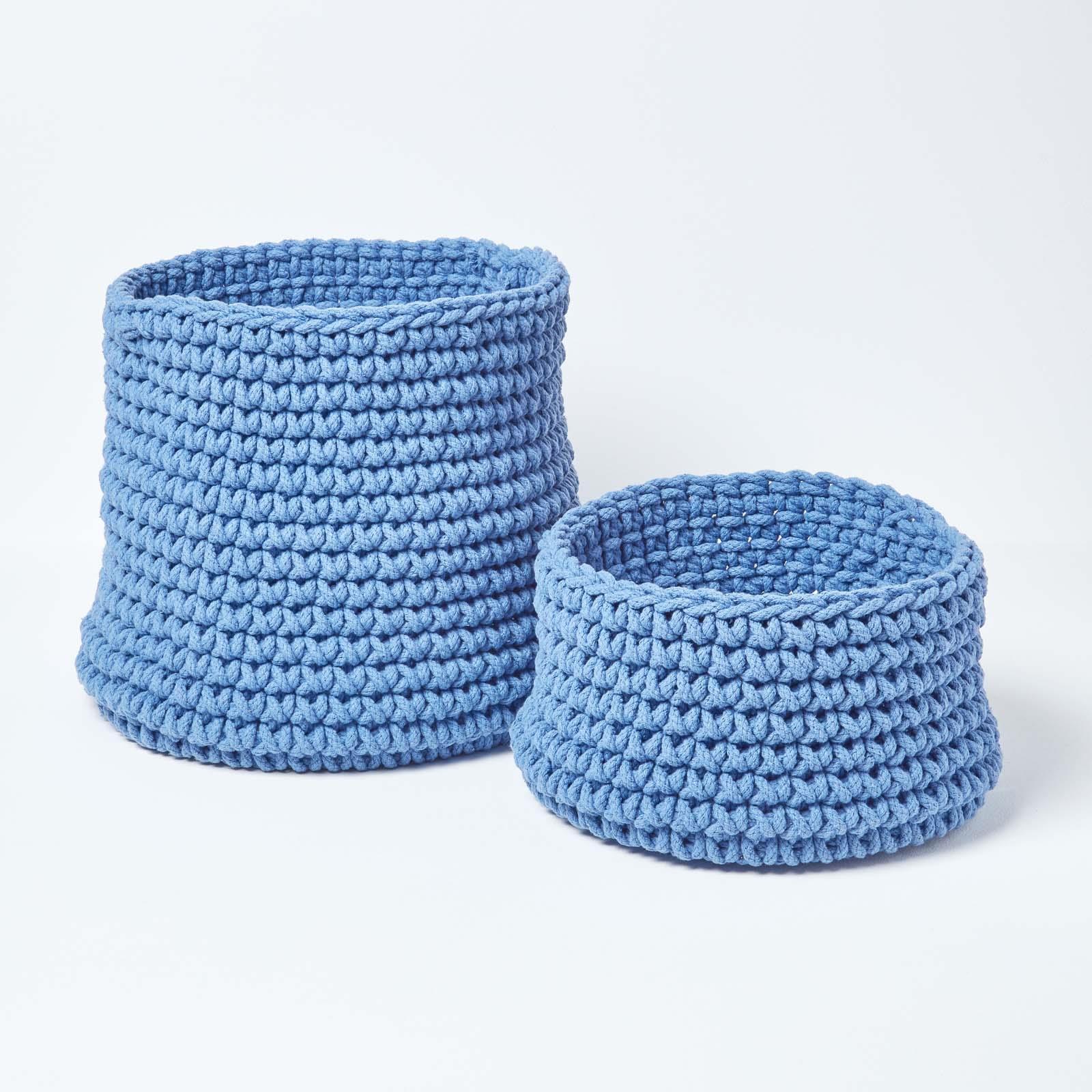 100% Cotton Round Knitted Storage Basket Books & Cloths Storage Handmade Basket - Picture 16 of 135