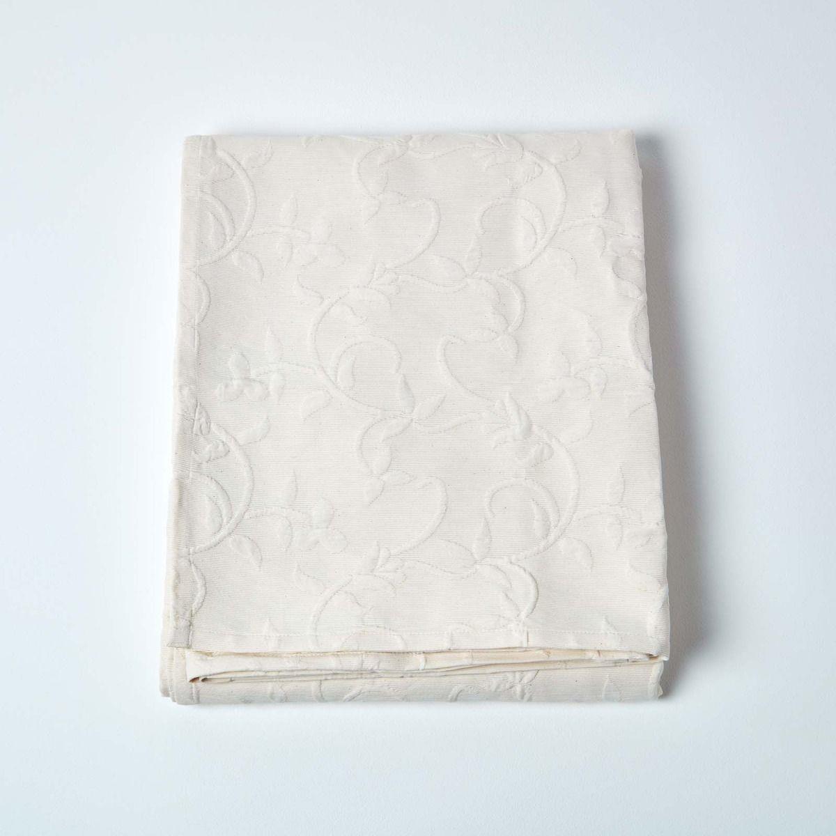 Luxury Bedding Cotton Rich Floral Pattern Matelassé Bedspreads Cream and White - Picture 3 of 7