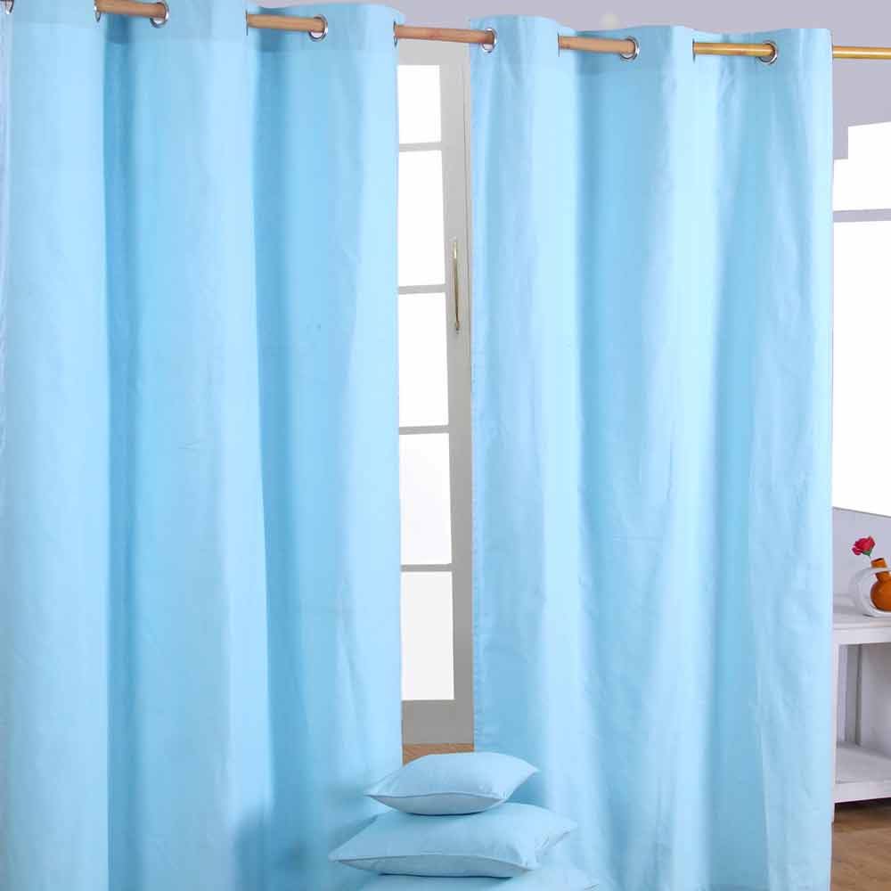 Plain Dyed Heavy Cotton Curtain Eyelet Ready Made Ring Top White, Blue, Grey - Picture 15 of 83